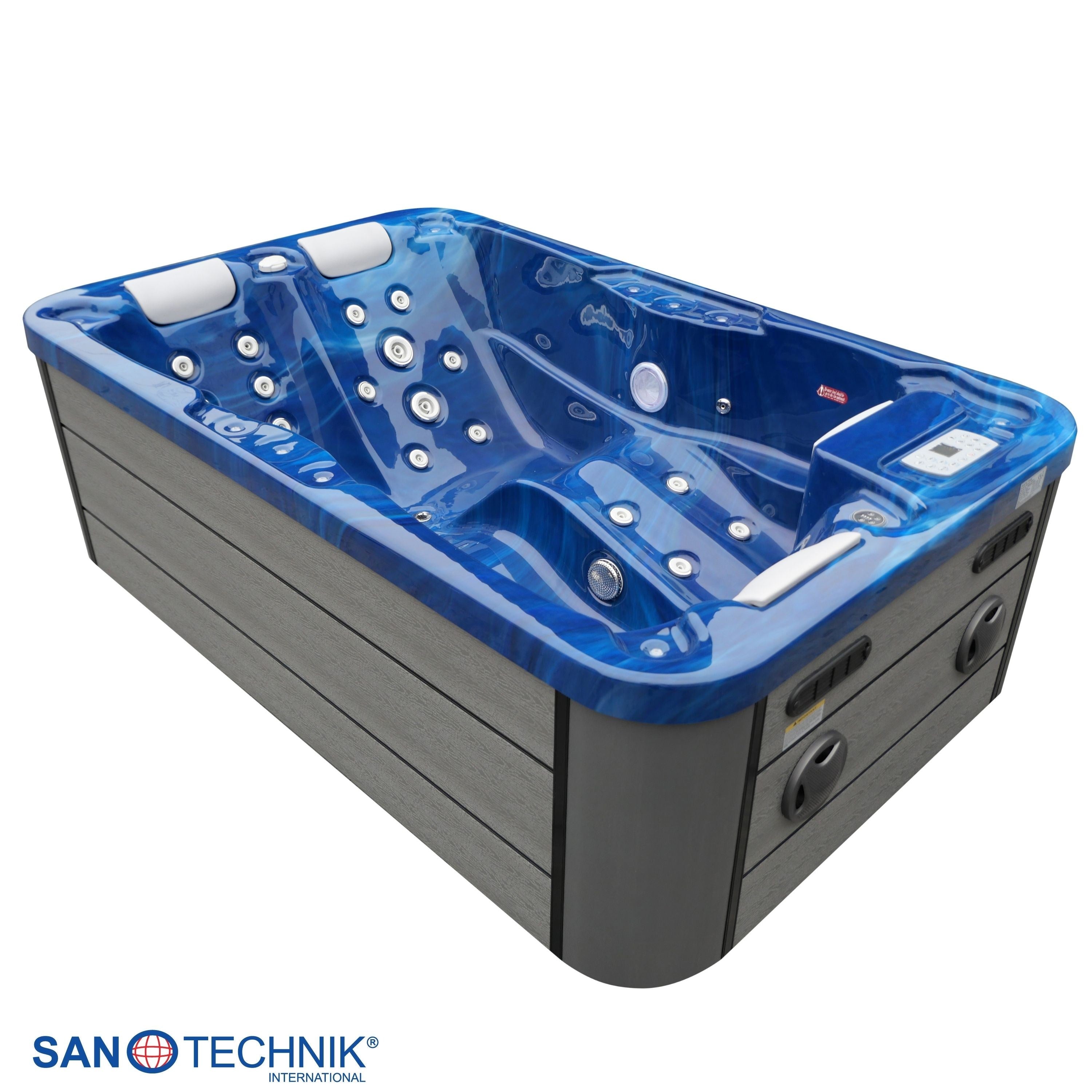 Sanotechnik - MODENA OUTDOOR WHIRLPOOL blue marble inkl. Abdeckung 205x130x70 cm