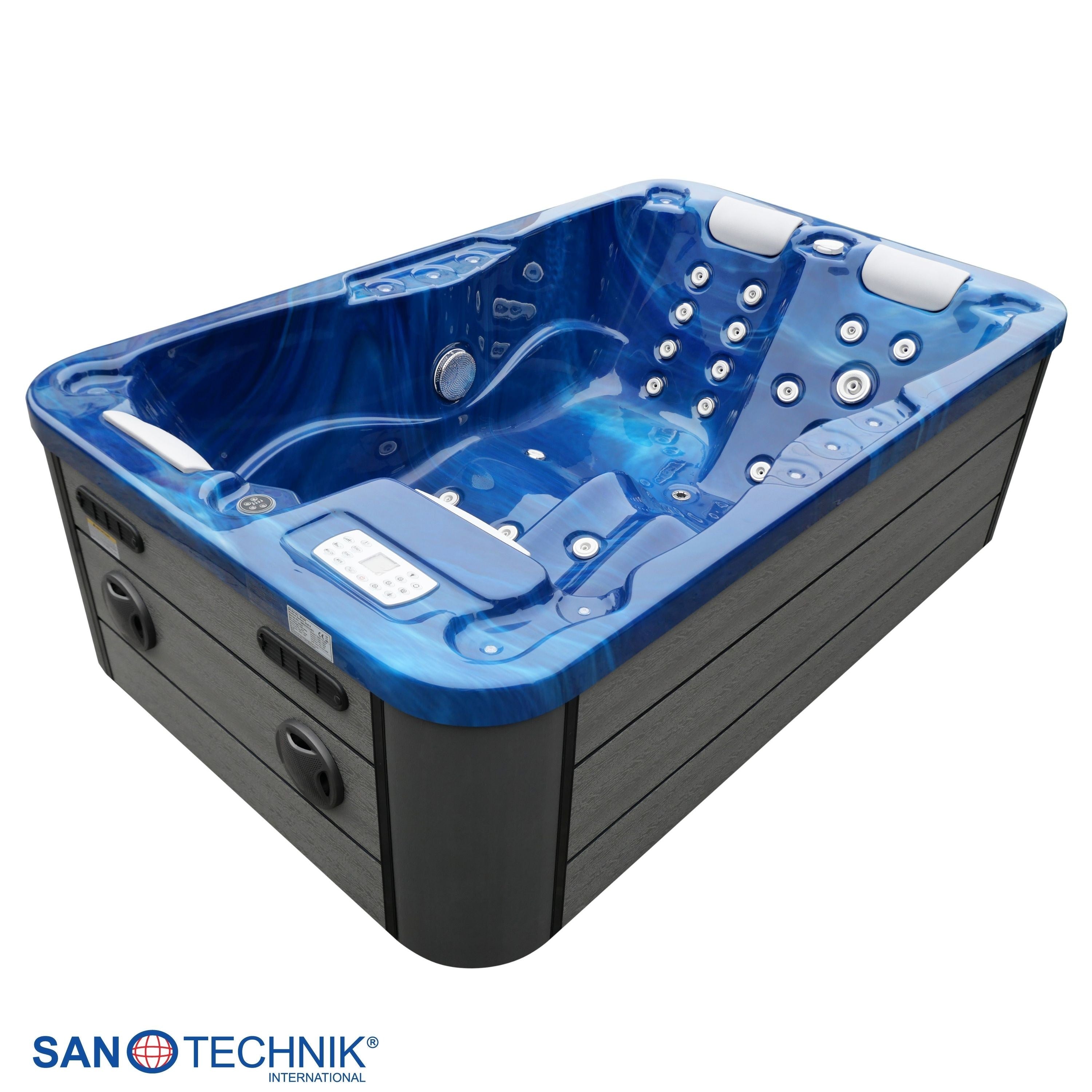 Sanotechnik - MODENA OUTDOOR WHIRLPOOL blue marble inkl. Abdeckung 205x130x70 cm