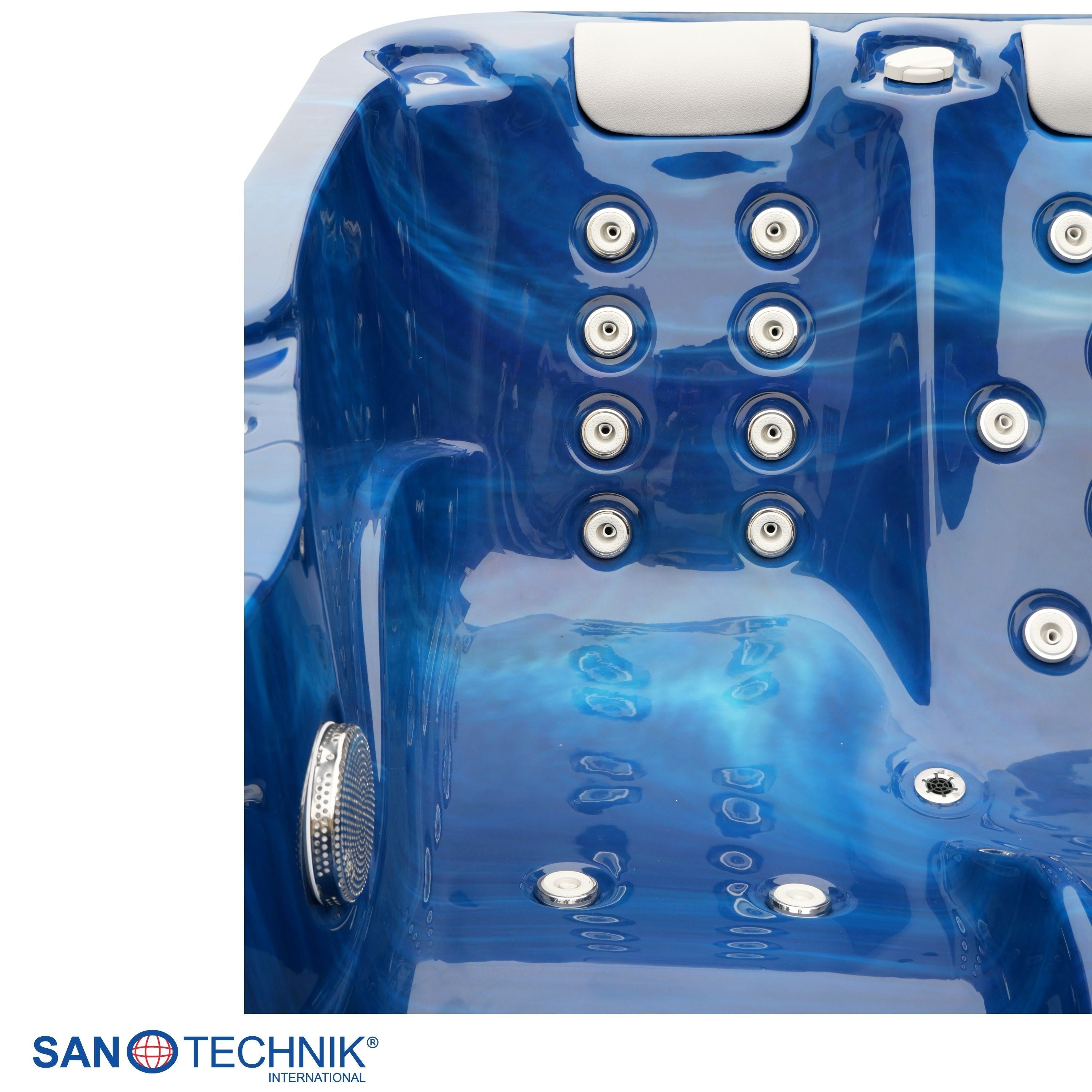 Sanotechnik - MODENA OUTDOOR WHIRLPOOL blue marble inkl. Abdeckung 205x130x70 cm