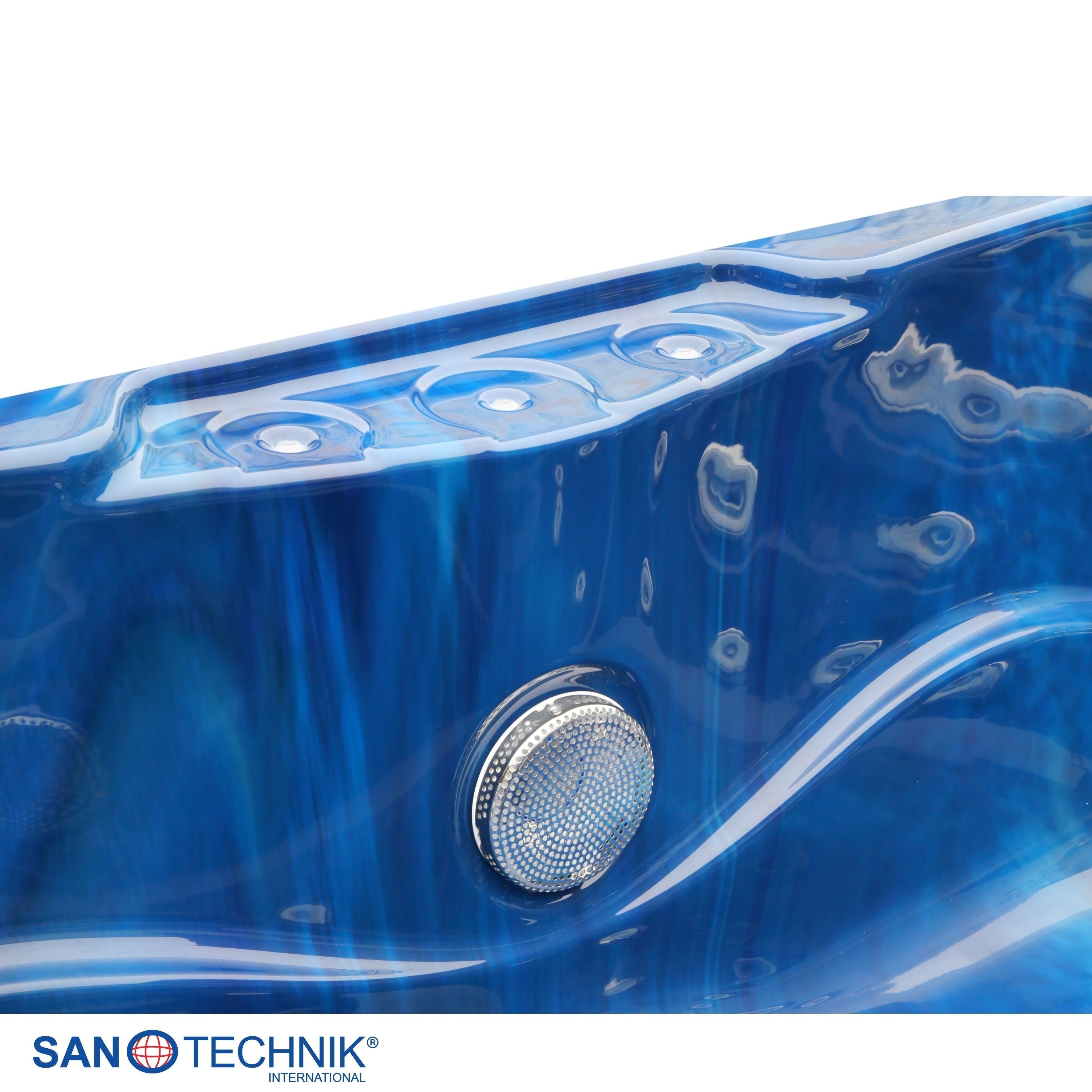 Sanotechnik - MODENA OUTDOOR WHIRLPOOL blue marble inkl. Abdeckung 205x130x70 cm
