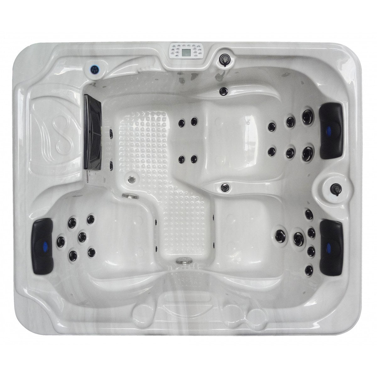 Sanotechnik - OASIS OUTDOOR WHIRLPOOL white marble inkl. Abdeckung und Stiege 208x175x90 cm