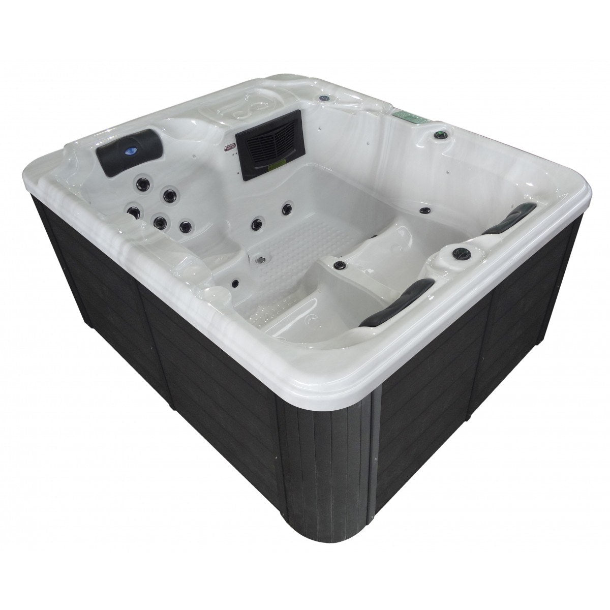 Sanotechnik - OASIS OUTDOOR WHIRLPOOL white marble inkl. Abdeckung und Stiege 208x175x90 cm