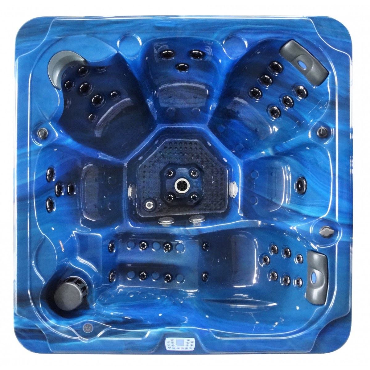 Sanotechnik - OASIS MAXI OUTDOOR WHIRLPOOL blue marble inkl. Abdeckung und Stiege 210x210x95 cm