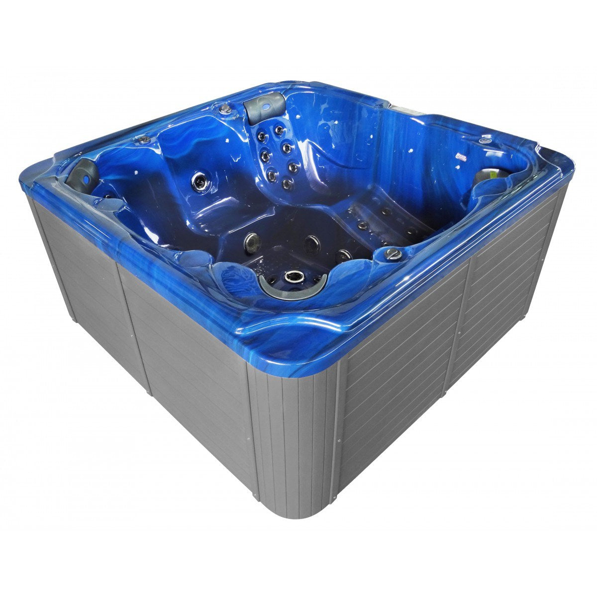 Sanotechnik - OASIS MAXI OUTDOOR WHIRLPOOL blue marble inkl. Abdeckung und Stiege 210x210x95 cm