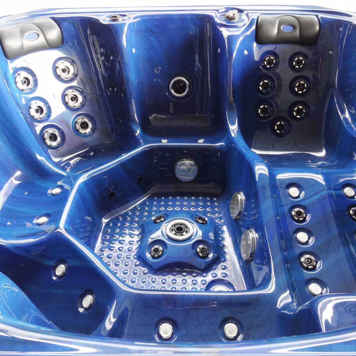 Sanotechnik - OASIS MAXI OUTDOOR WHIRLPOOL blue marble inkl. Abdeckung und Stiege 210x210x95 cm