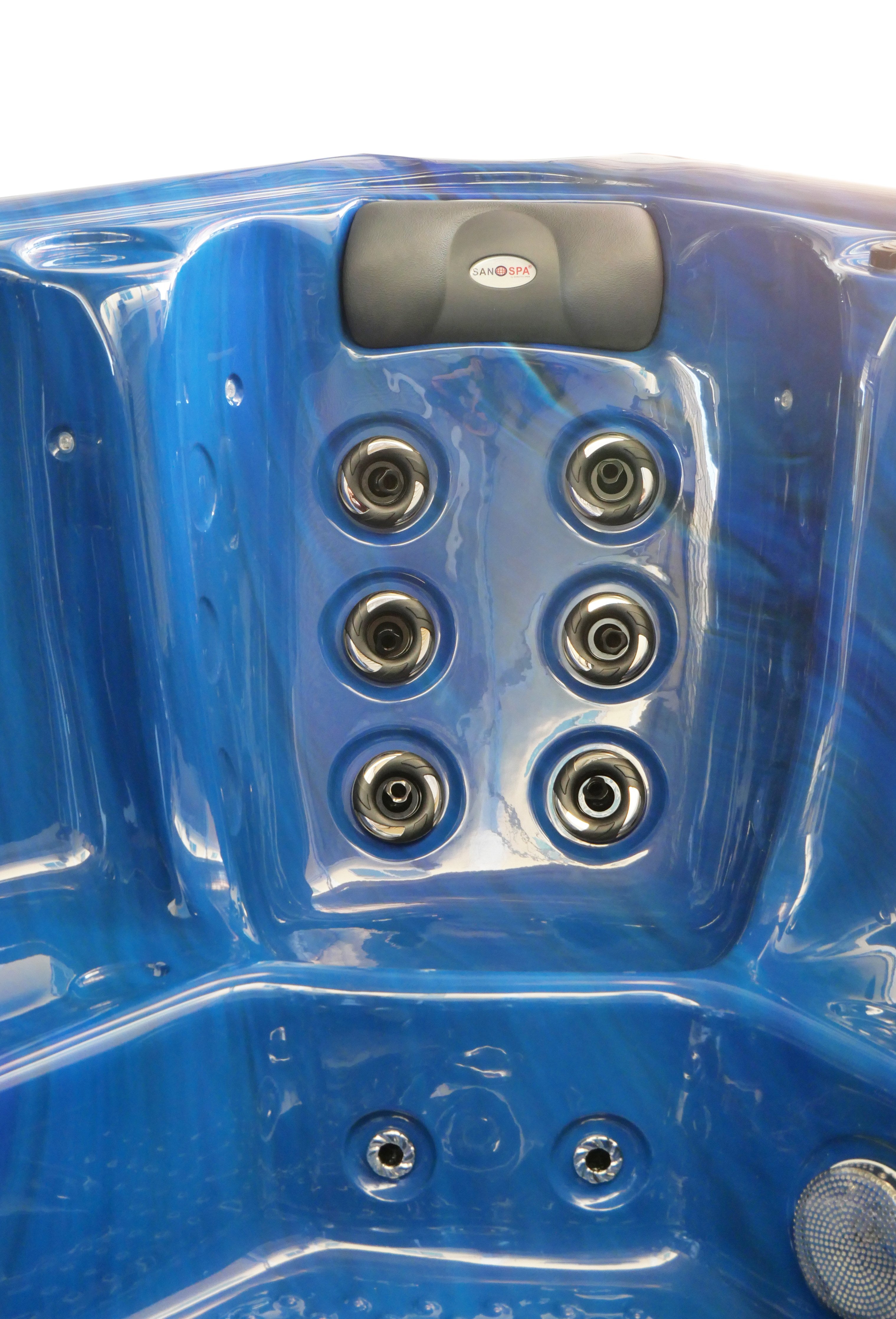 Sanotechnik - OASIS MAXI OUTDOOR WHIRLPOOL blue marble inkl. Abdeckung und Stiege 210x210x95 cm