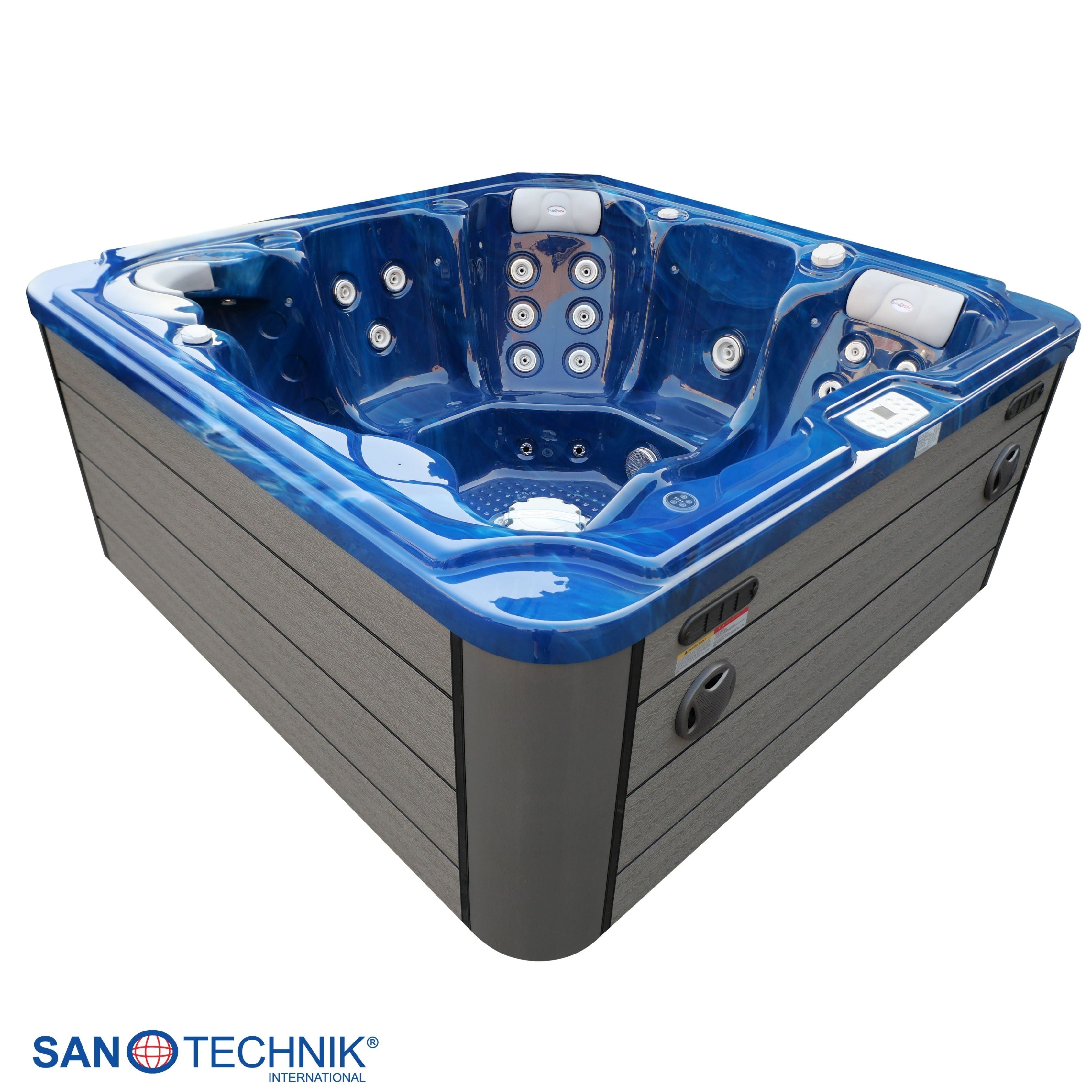 Sanotechnik - OASIS MAXI OUTDOOR WHIRLPOOL blue marble inkl. Abdeckung und Stiege 210x210x95 cm