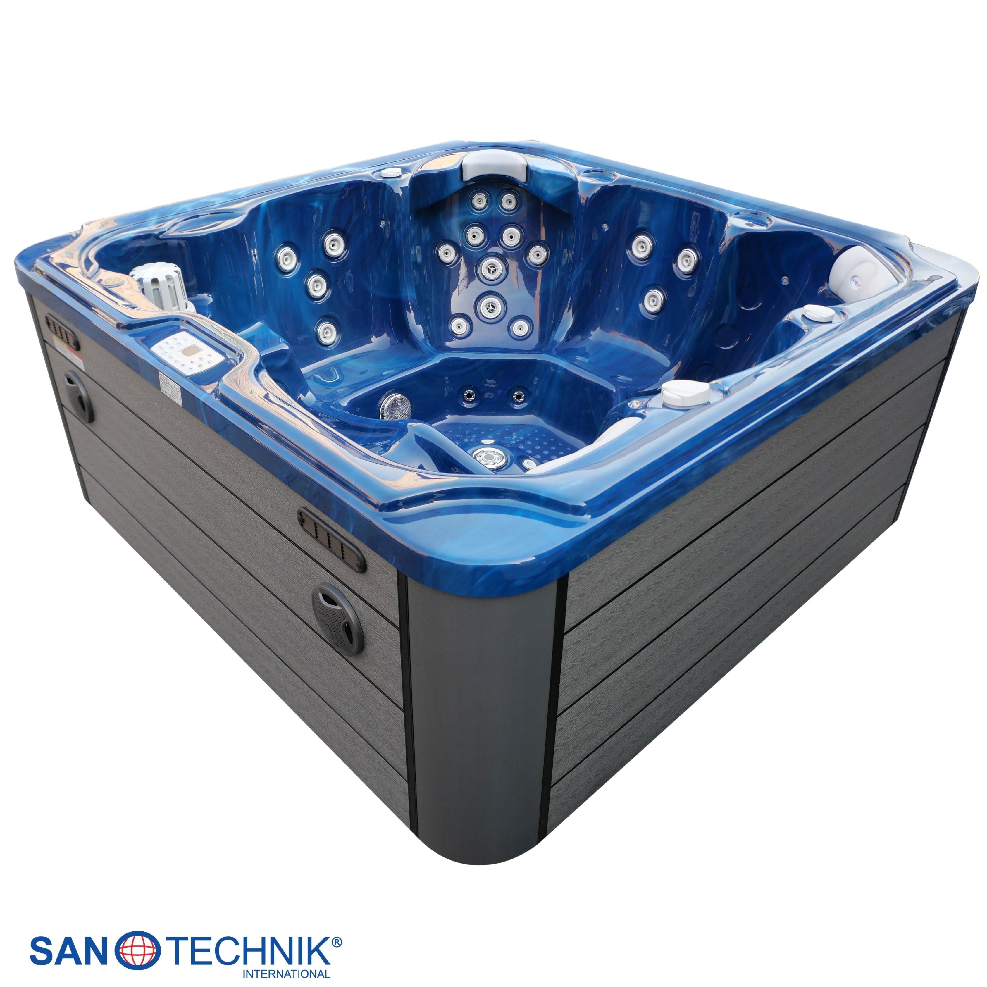 Sanotechnik - OASIS MAXI OUTDOOR WHIRLPOOL blue marble inkl. Abdeckung und Stiege 210x210x95 cm
