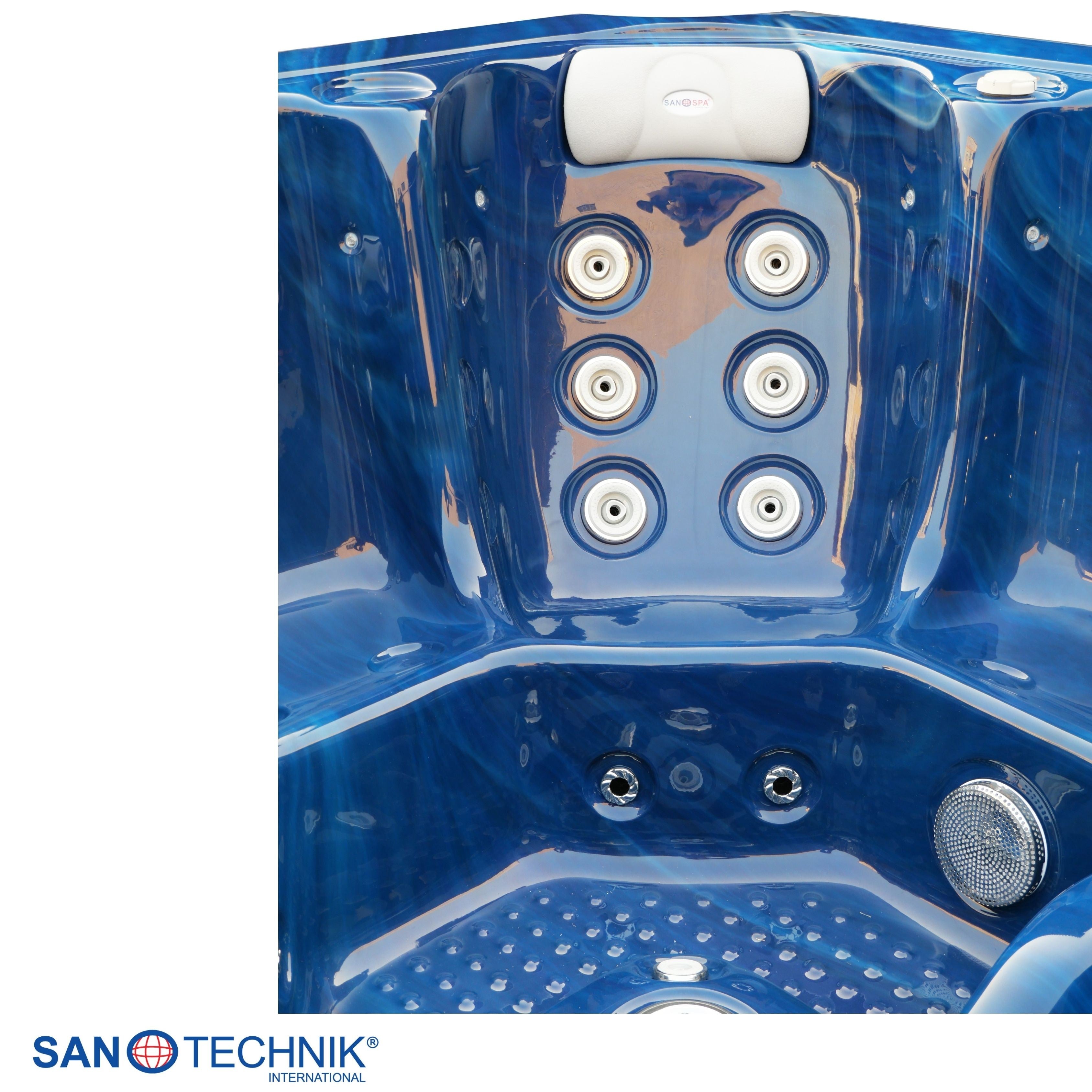 Sanotechnik - OASIS MAXI OUTDOOR WHIRLPOOL blue marble inkl. Abdeckung und Stiege 210x210x95 cm