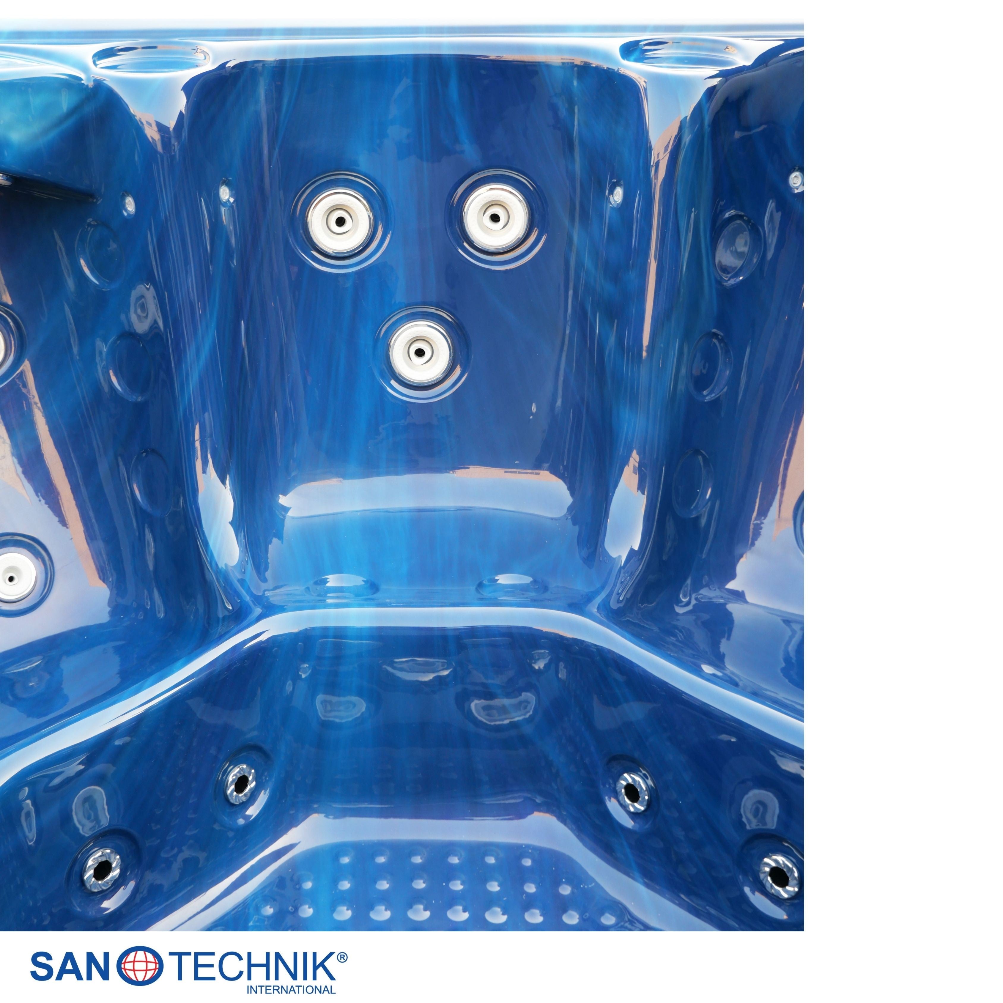 Sanotechnik - OASIS MAXI OUTDOOR WHIRLPOOL blue marble inkl. Abdeckung und Stiege 210x210x95 cm