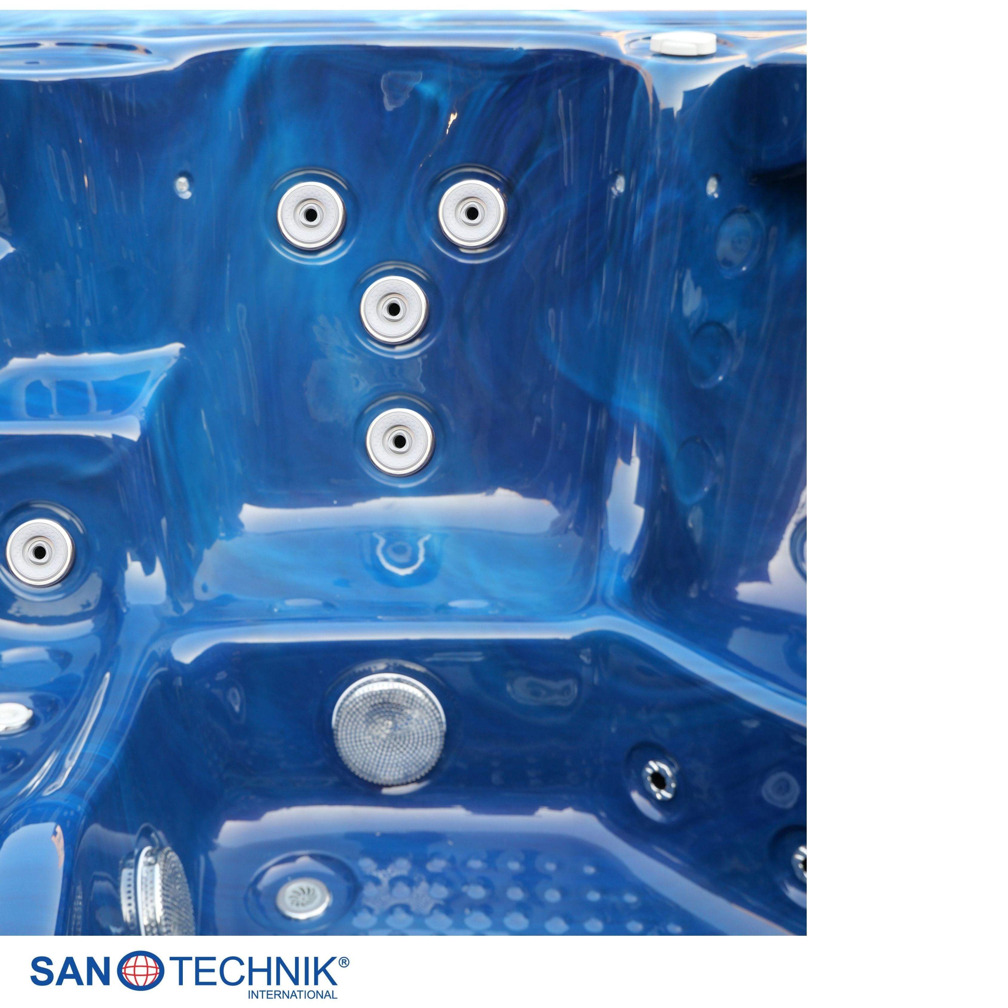 Sanotechnik - OASIS MAXI OUTDOOR WHIRLPOOL blue marble inkl. Abdeckung und Stiege 210x210x95 cm