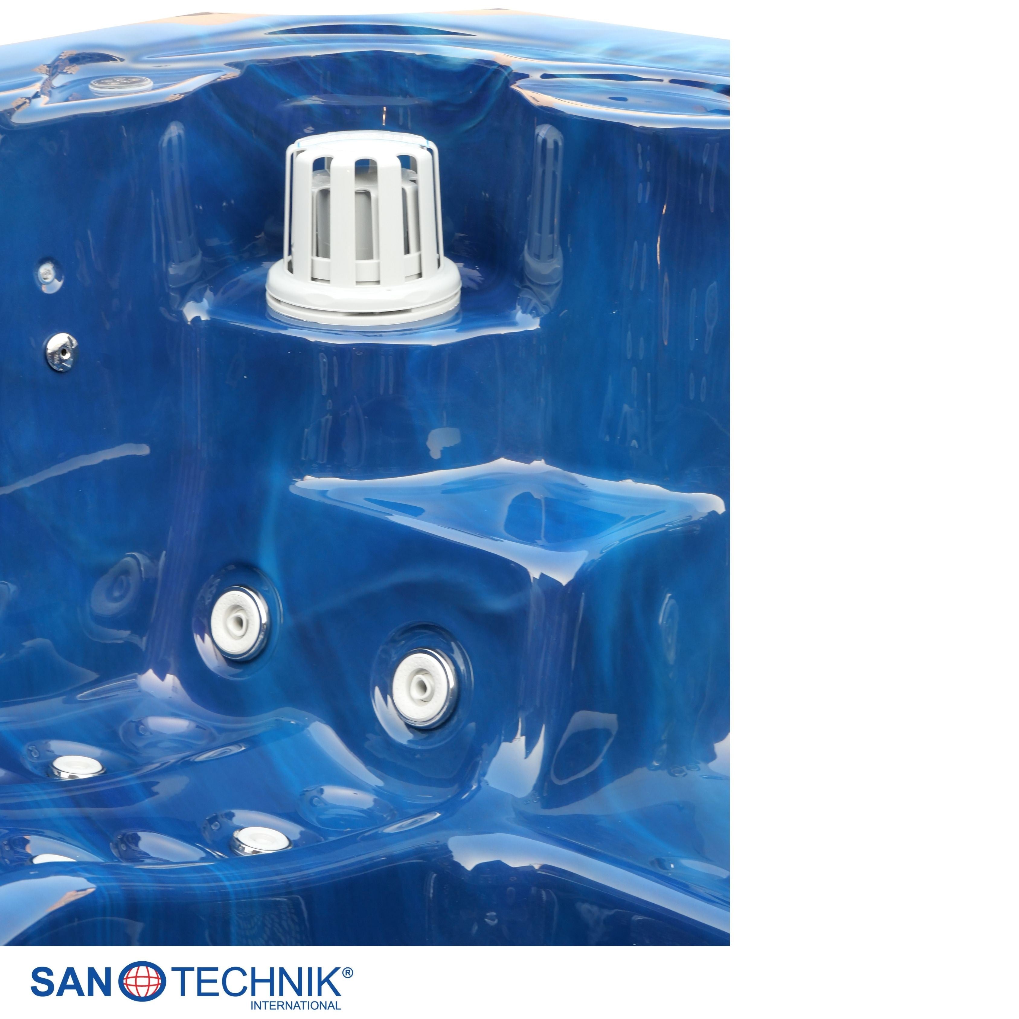 Sanotechnik - OASIS MAXI OUTDOOR WHIRLPOOL blue marble inkl. Abdeckung und Stiege 210x210x95 cm