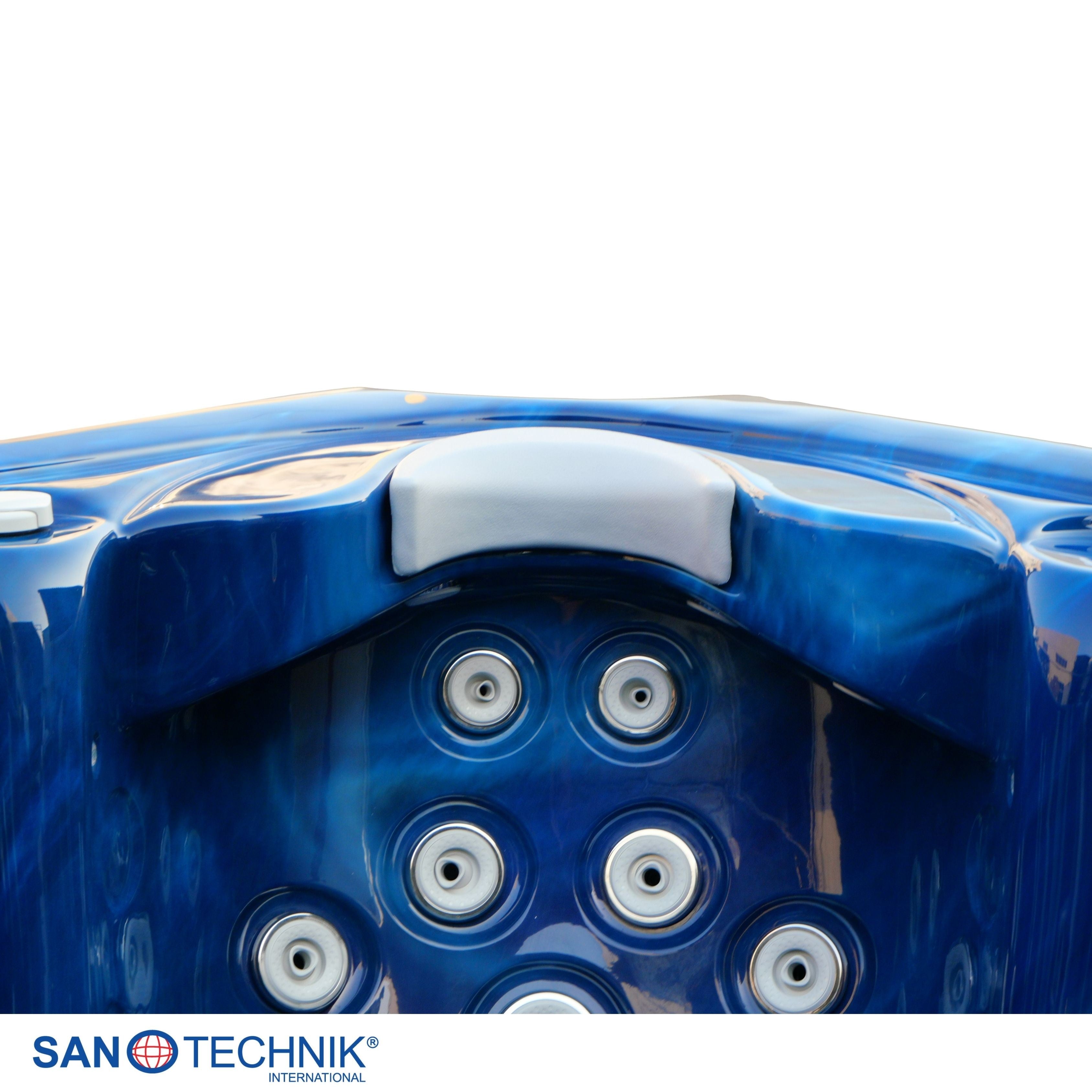 Sanotechnik - OASIS MAXI OUTDOOR WHIRLPOOL blue marble inkl. Abdeckung und Stiege 210x210x95 cm