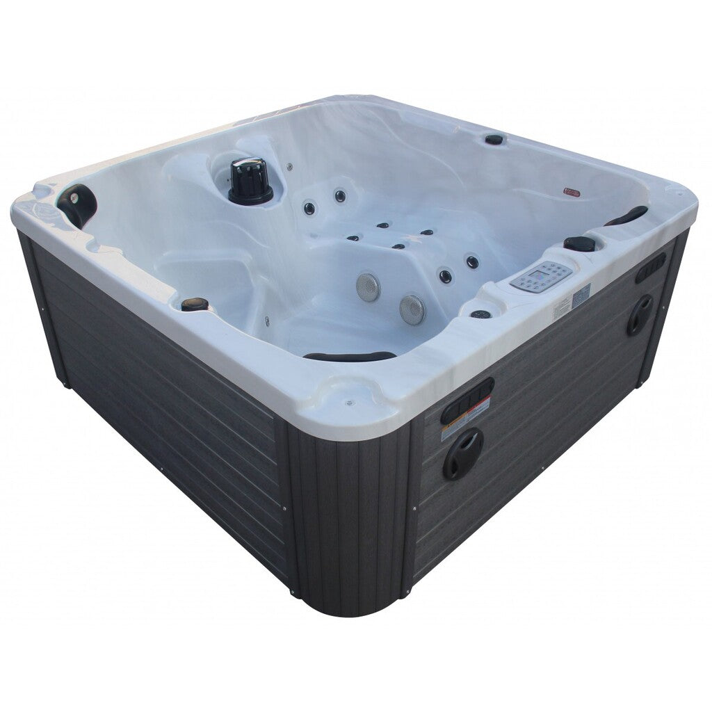 Sanotechnik - PALMA OUTDOOR WHIRLPOOL white marble inkl. Abdeckung und Stiege 190x190x86 cm