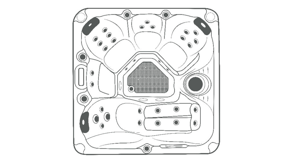 Sanotechnik - PALMA OUTDOOR WHIRLPOOL white marble inkl. Abdeckung und Stiege 190x190x86 cm
