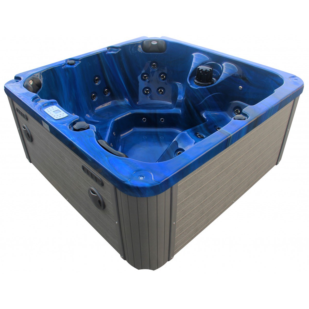 Sanotechnik - PALMA OUTDOOR WHIRLPOOL blue marble inkl. Abdeckung und Stiege 190x190x86 cm
