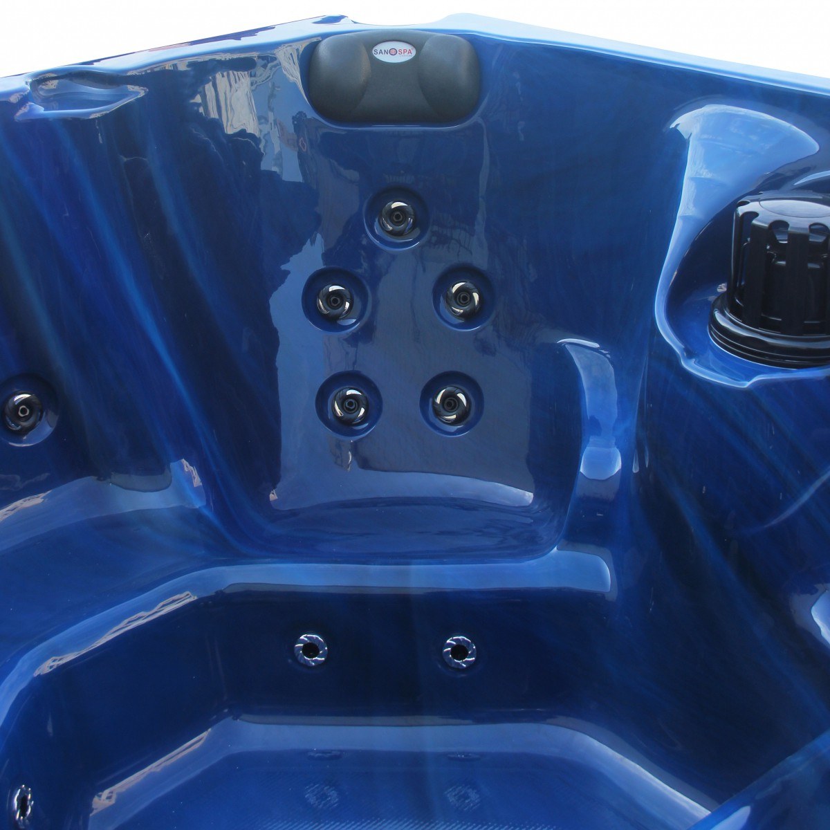Sanotechnik - PALMA OUTDOOR WHIRLPOOL blue marble inkl. Abdeckung und Stiege 190x190x86 cm