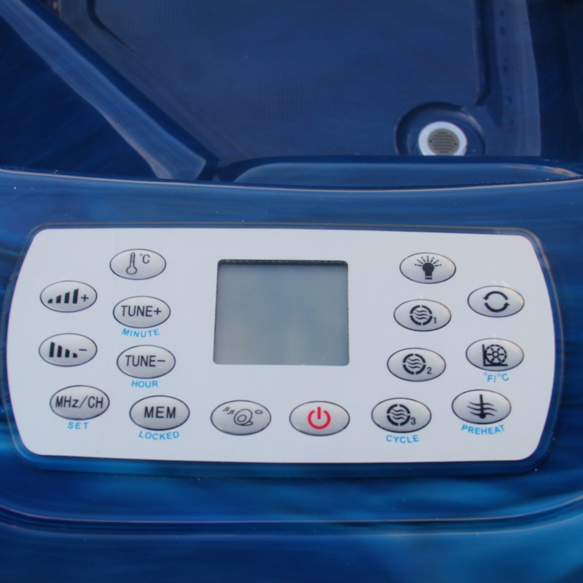Sanotechnik - PALMA OUTDOOR WHIRLPOOL blue marble inkl. Abdeckung und Stiege 190x190x86 cm
