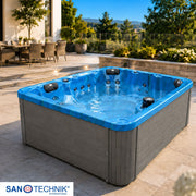 Sanotechnik - PALMA OUTDOOR WHIRLPOOL blue marble inkl. Abdeckung und Stiege 190x190x86 cm