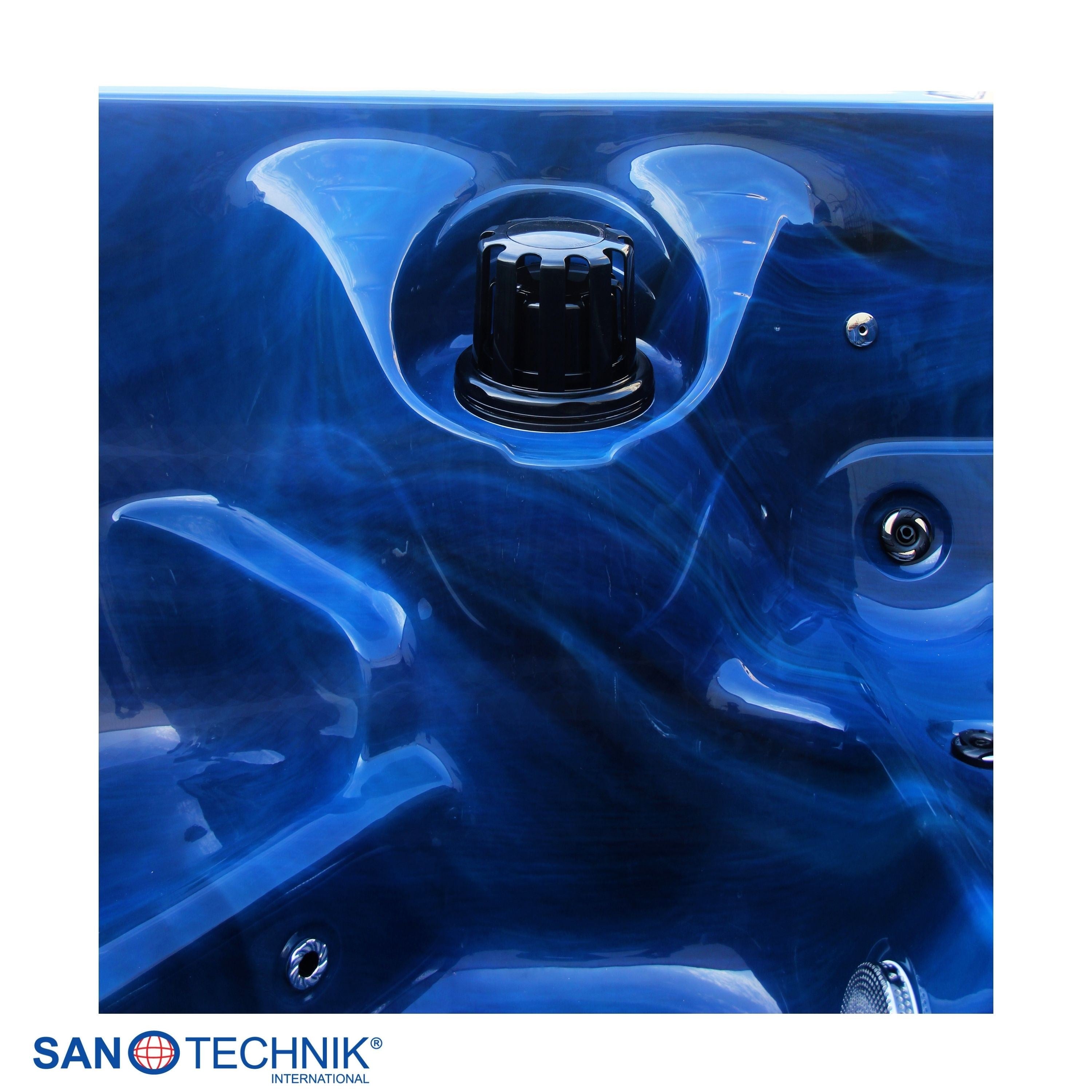 Sanotechnik - PALMA OUTDOOR WHIRLPOOL blue marble inkl. Abdeckung und Stiege 190x190x86 cm