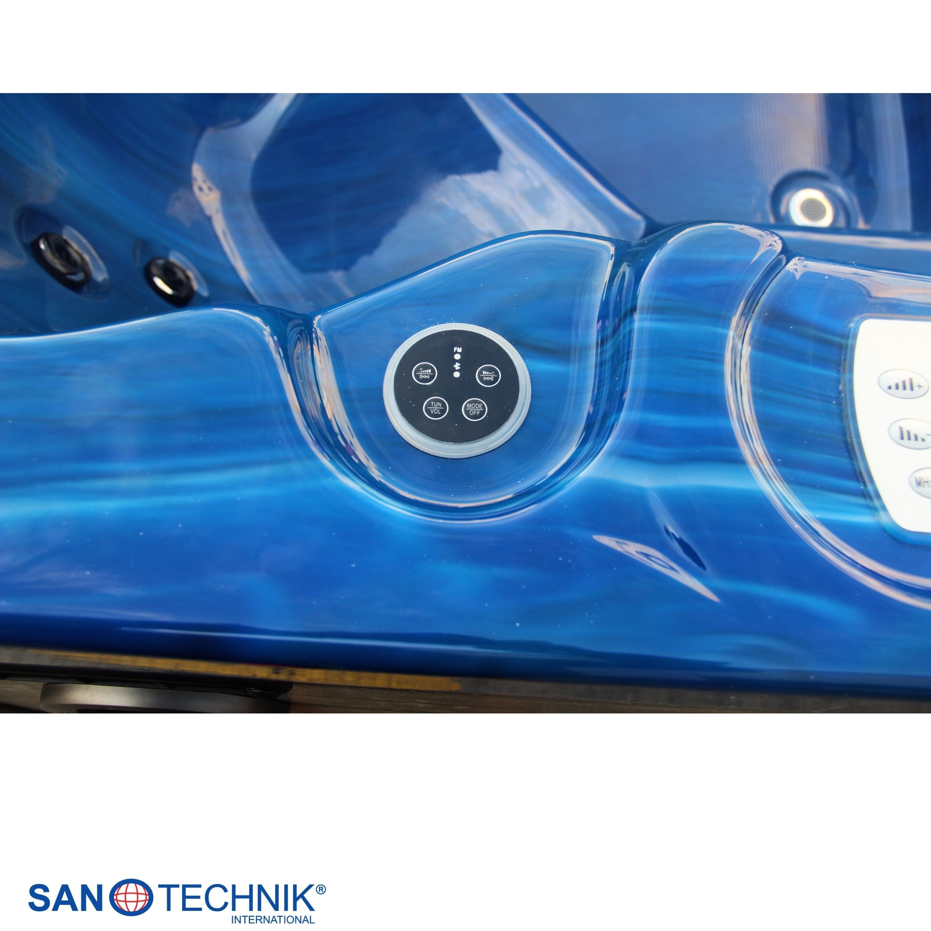 Sanotechnik - PALMA OUTDOOR WHIRLPOOL blue marble inkl. Abdeckung und Stiege 190x190x86 cm