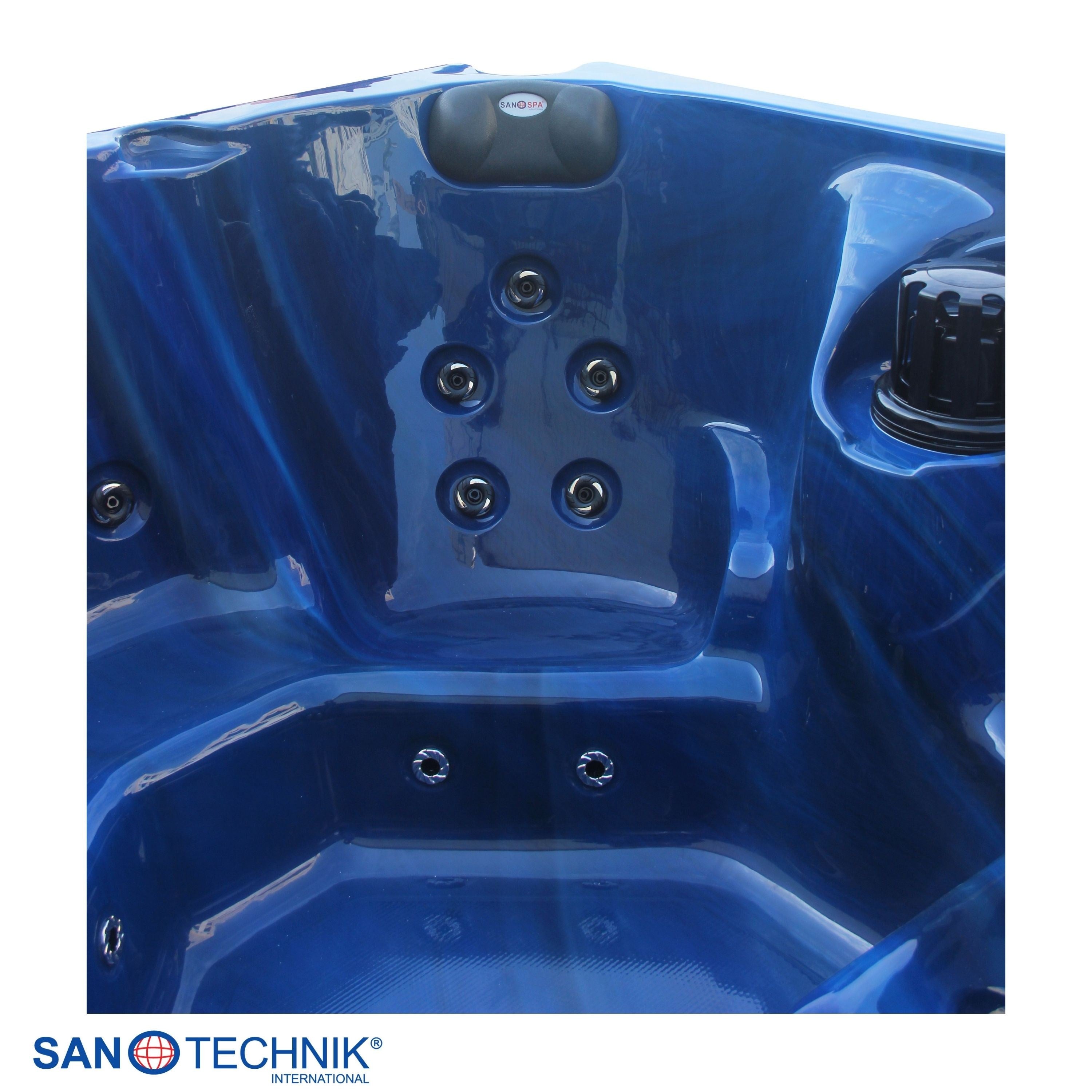 Sanotechnik - PALMA OUTDOOR WHIRLPOOL blue marble inkl. Abdeckung und Stiege 190x190x86 cm