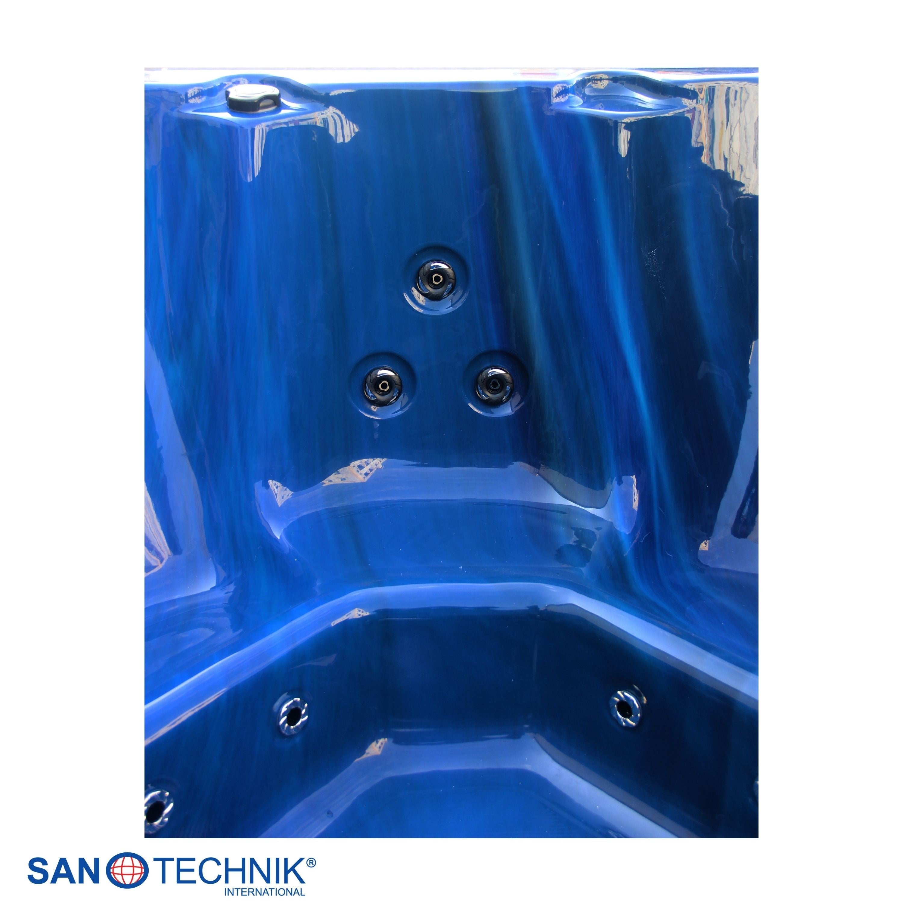 Sanotechnik - PALMA OUTDOOR WHIRLPOOL blue marble inkl. Abdeckung und Stiege 190x190x86 cm