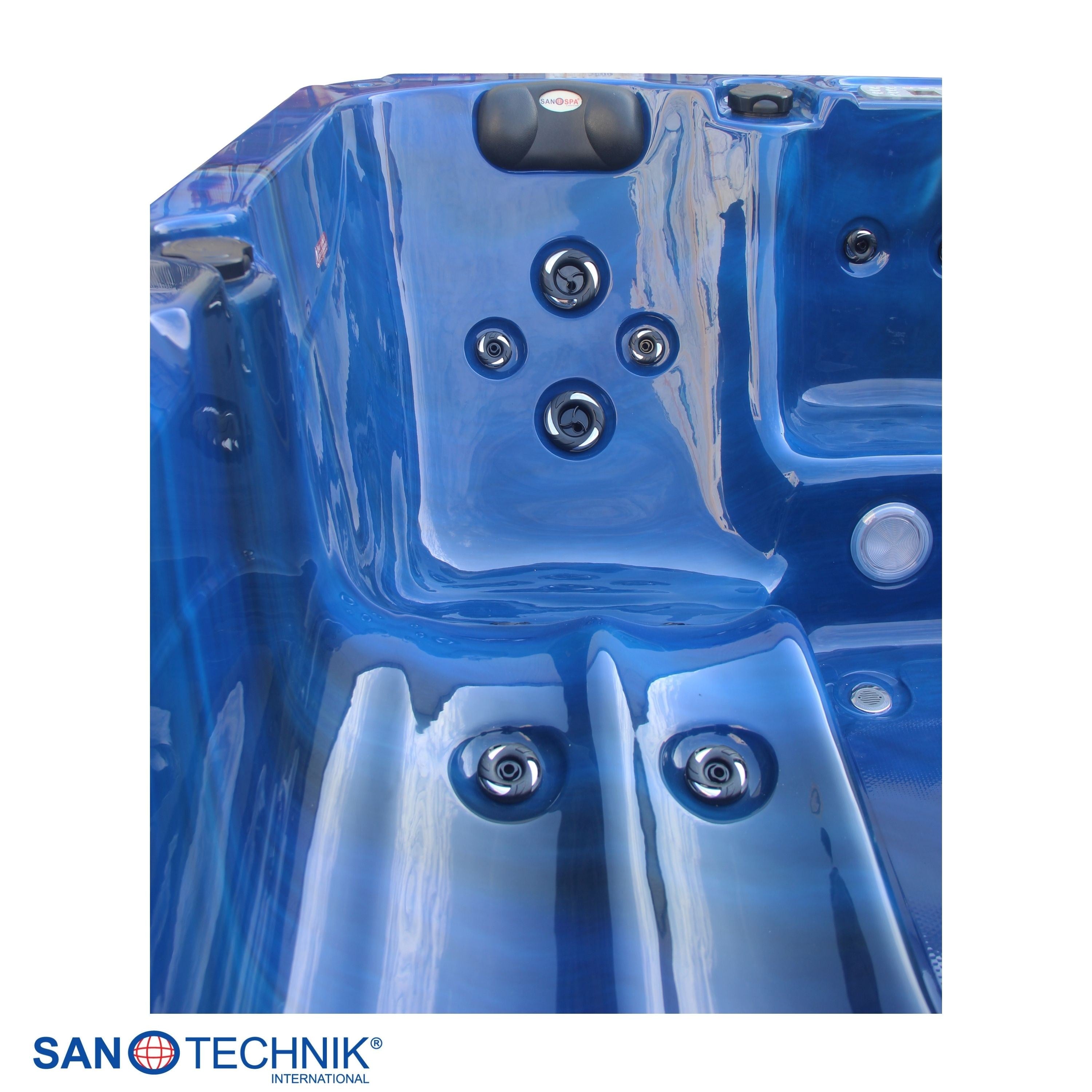 Sanotechnik - PALMA OUTDOOR WHIRLPOOL blue marble inkl. Abdeckung und Stiege 190x190x86 cm