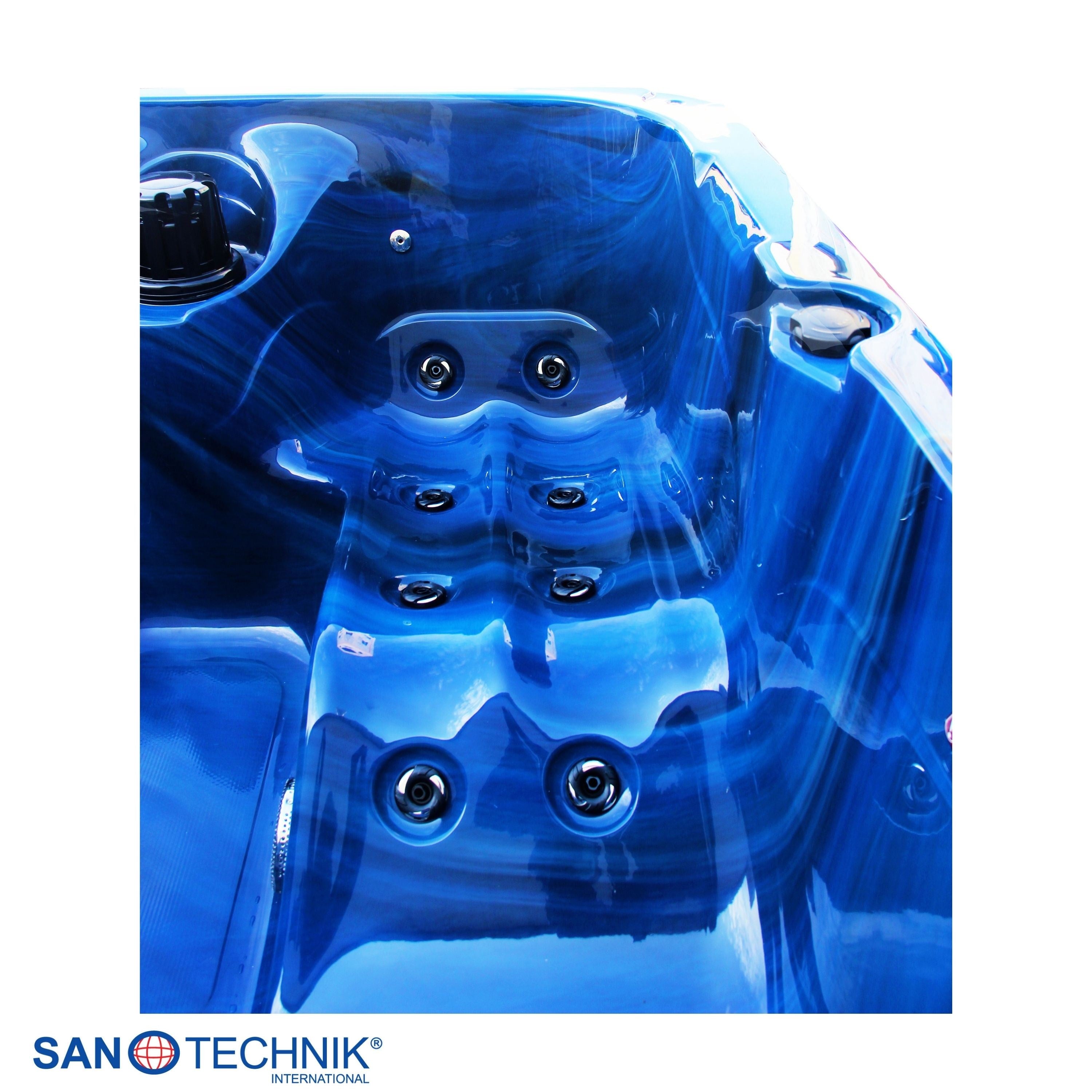 Sanotechnik - PALMA OUTDOOR WHIRLPOOL blue marble inkl. Abdeckung und Stiege 190x190x86 cm