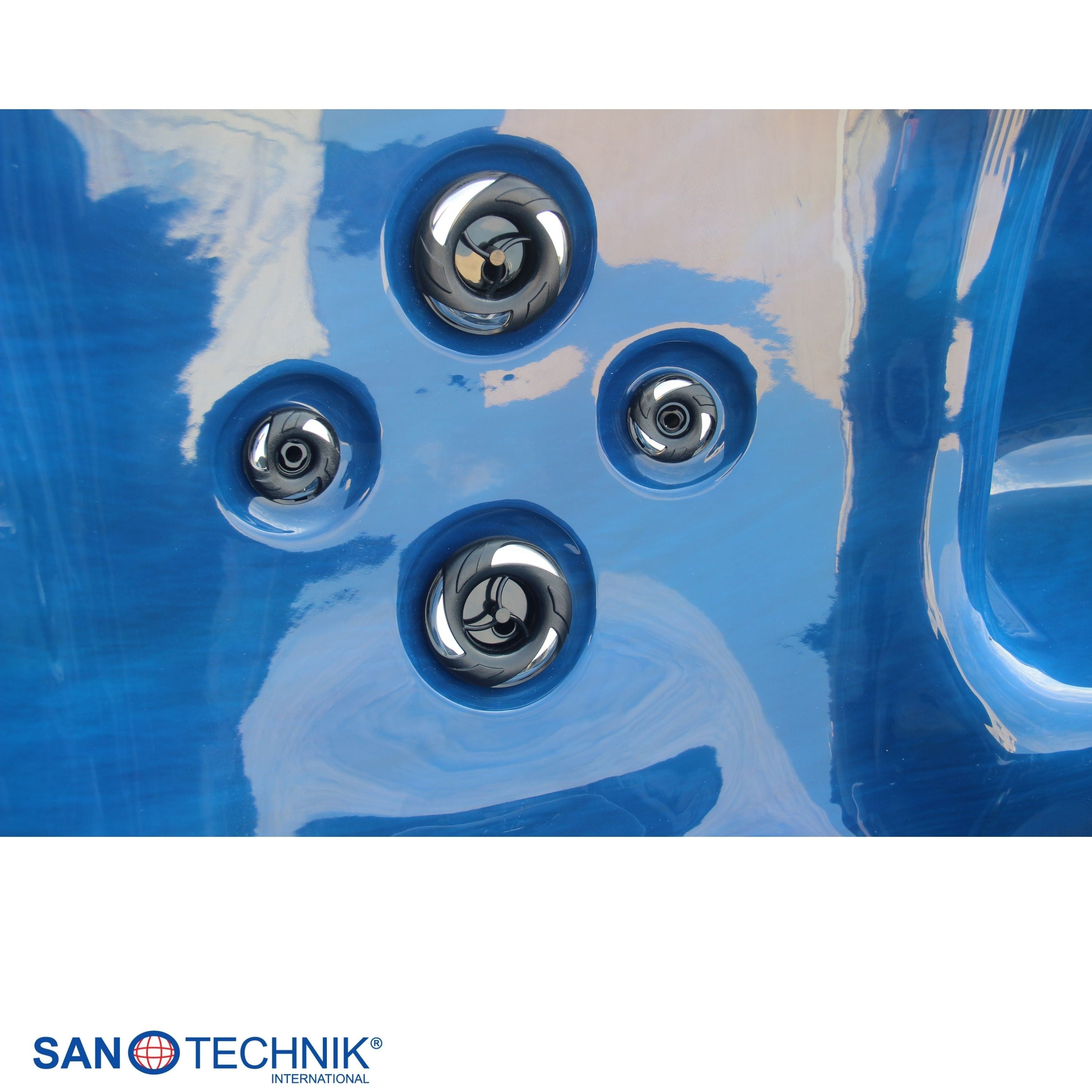 Sanotechnik - PALMA OUTDOOR WHIRLPOOL blue marble inkl. Abdeckung und Stiege 190x190x86 cm