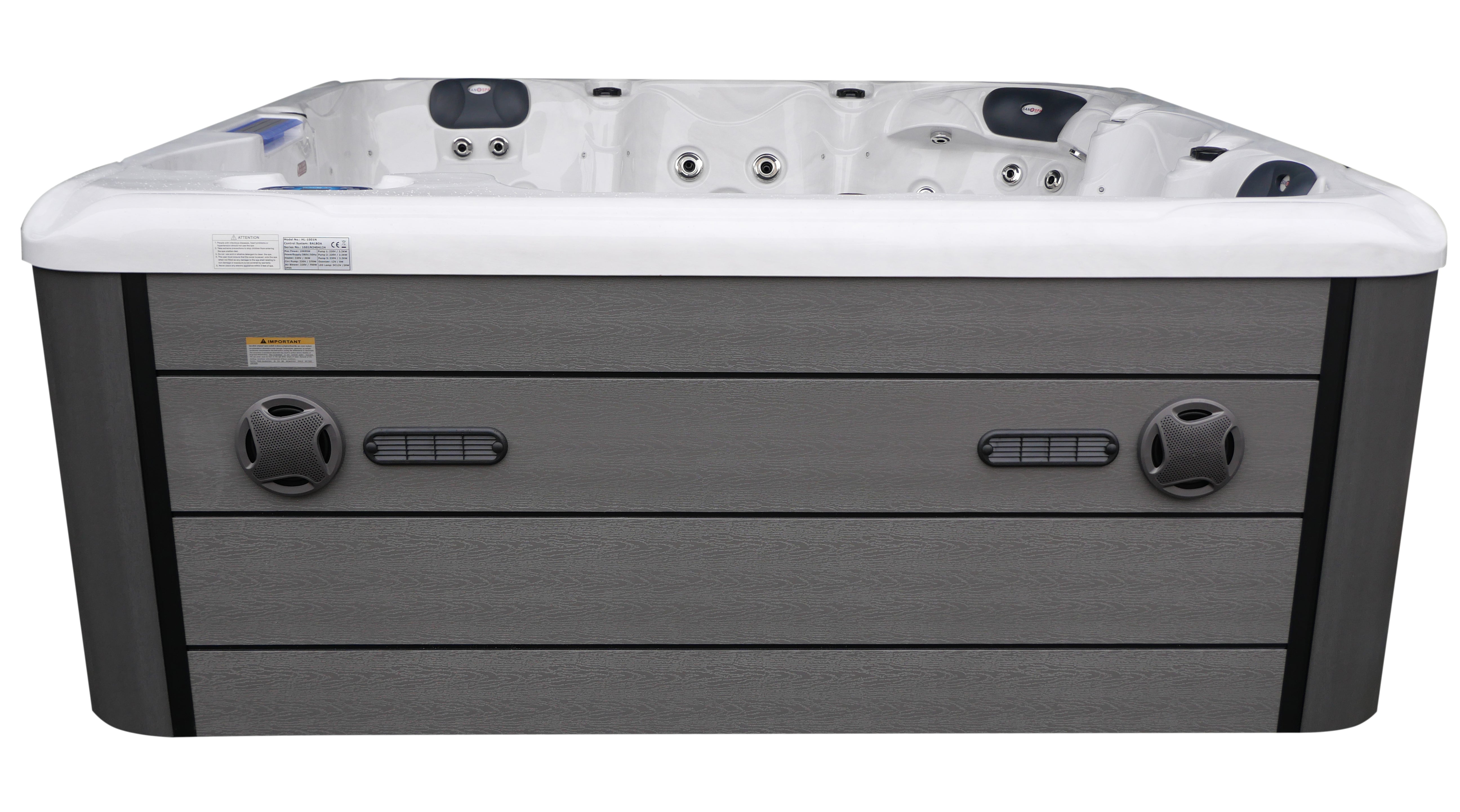 SANOTECHNIK I Outdoorwhirlpool HAWAII WHITE MARBLE inkl. Abdeckung und Stiege