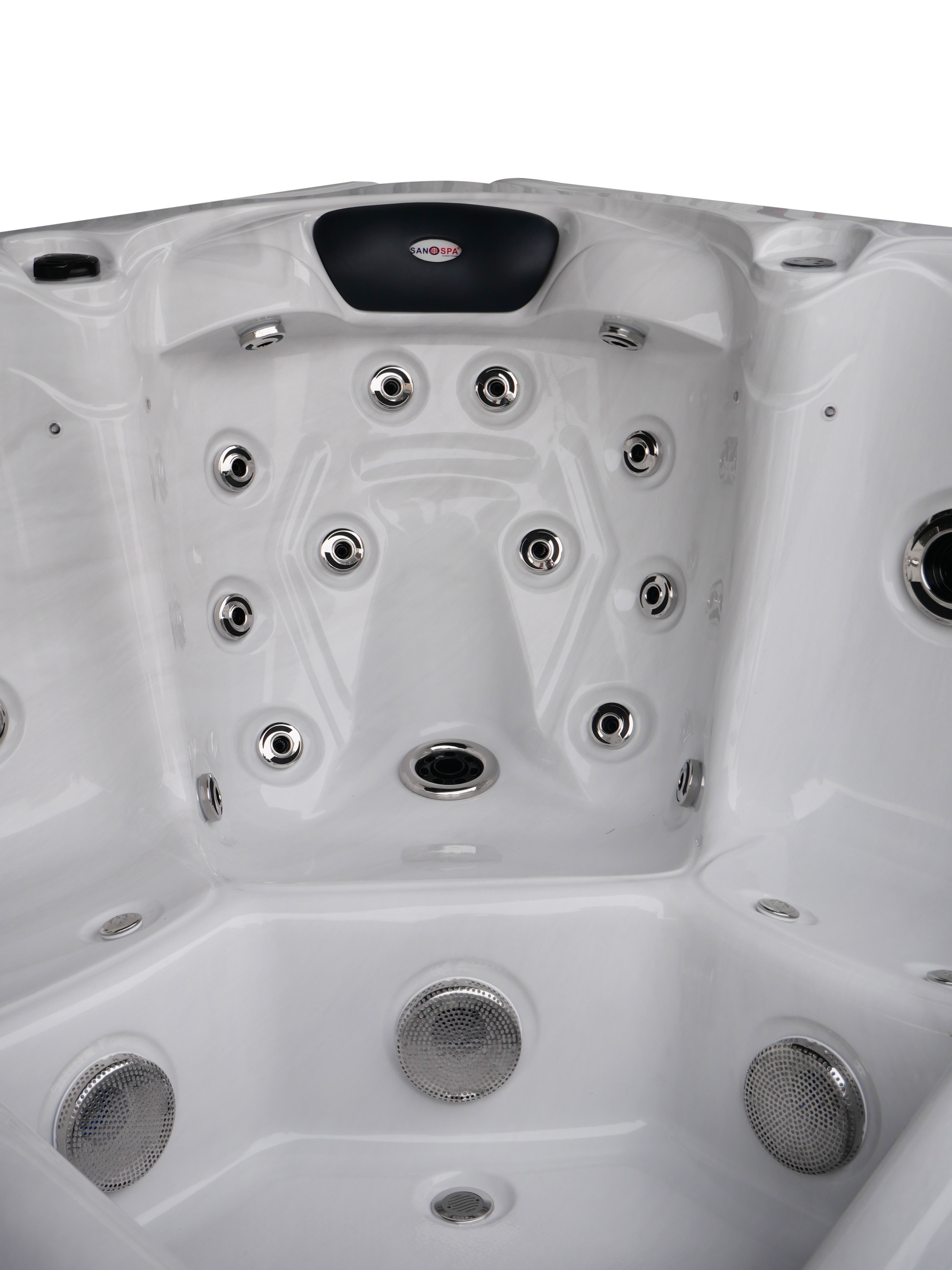 SANOTECHNIK I Outdoorwhirlpool HAWAII WHITE MARBLE inkl. Abdeckung und Stiege