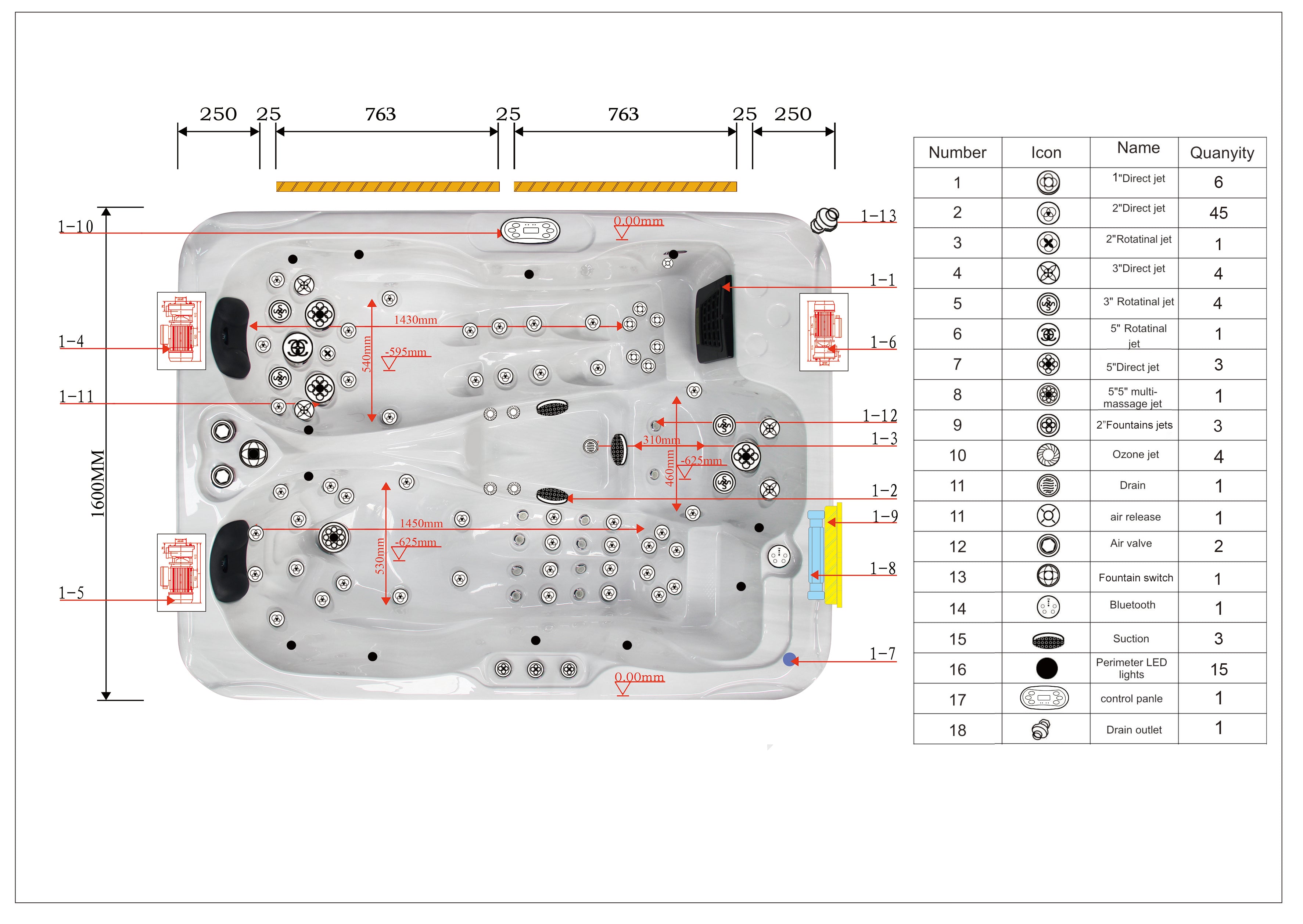 SANOTECHNIK I Outdoorwhirlpool MAURITIUS WHITE MARBLE inkl. Abdeckung und Stiege