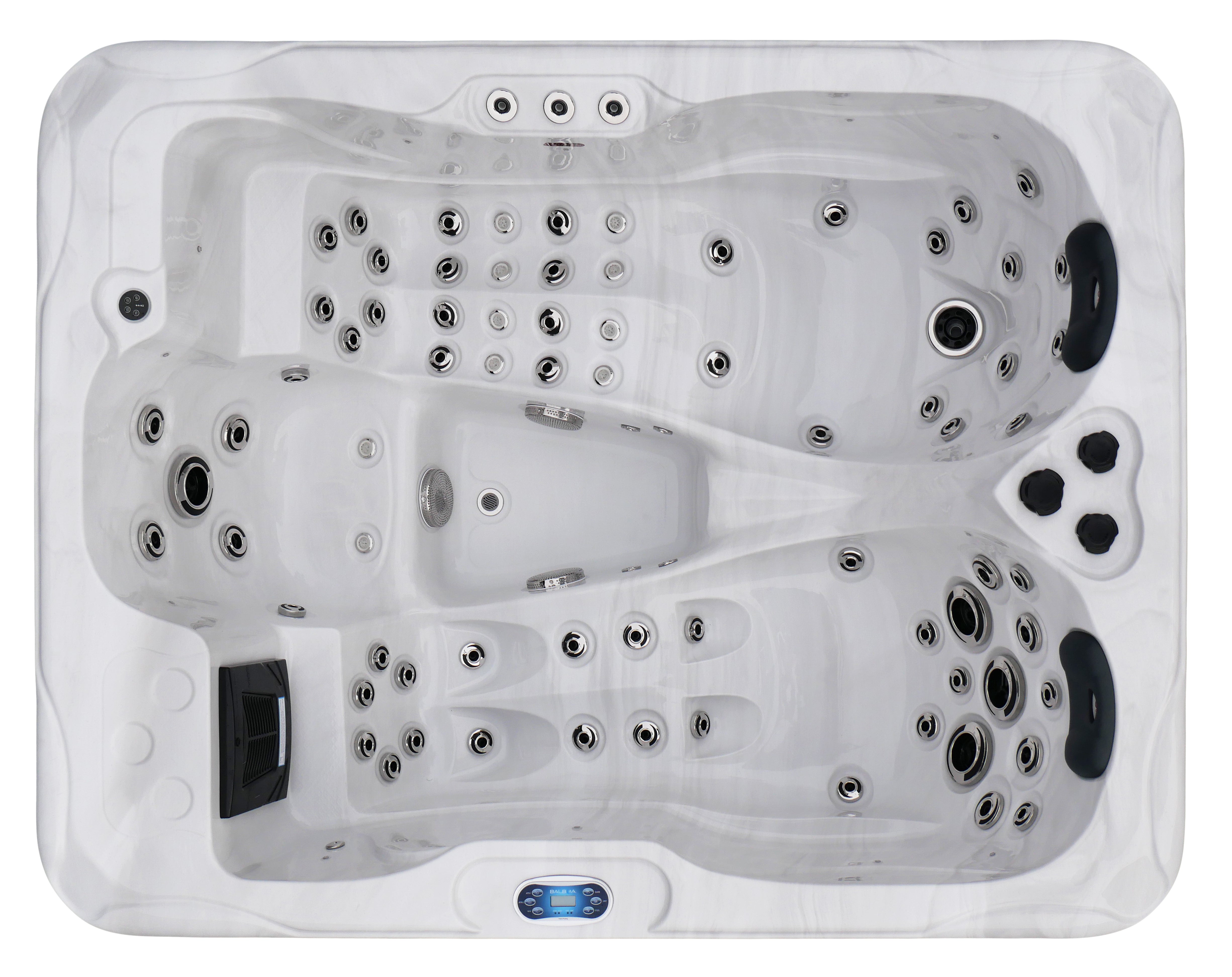 SANOTECHNIK I Outdoorwhirlpool MAURITIUS WHITE MARBLE inkl. Abdeckung und Stiege