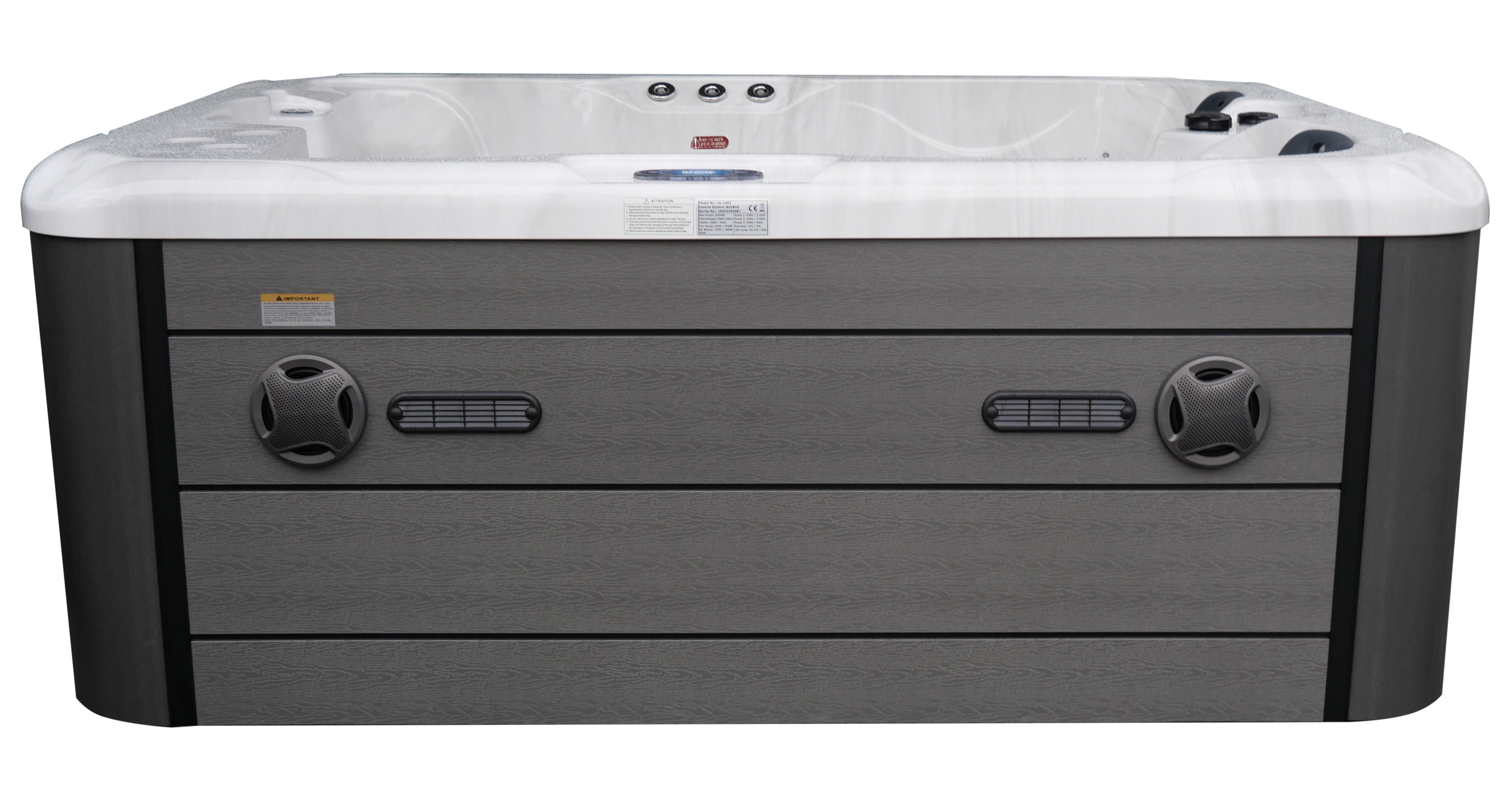 SANOTECHNIK I Outdoorwhirlpool MAURITIUS WHITE MARBLE inkl. Abdeckung und Stiege