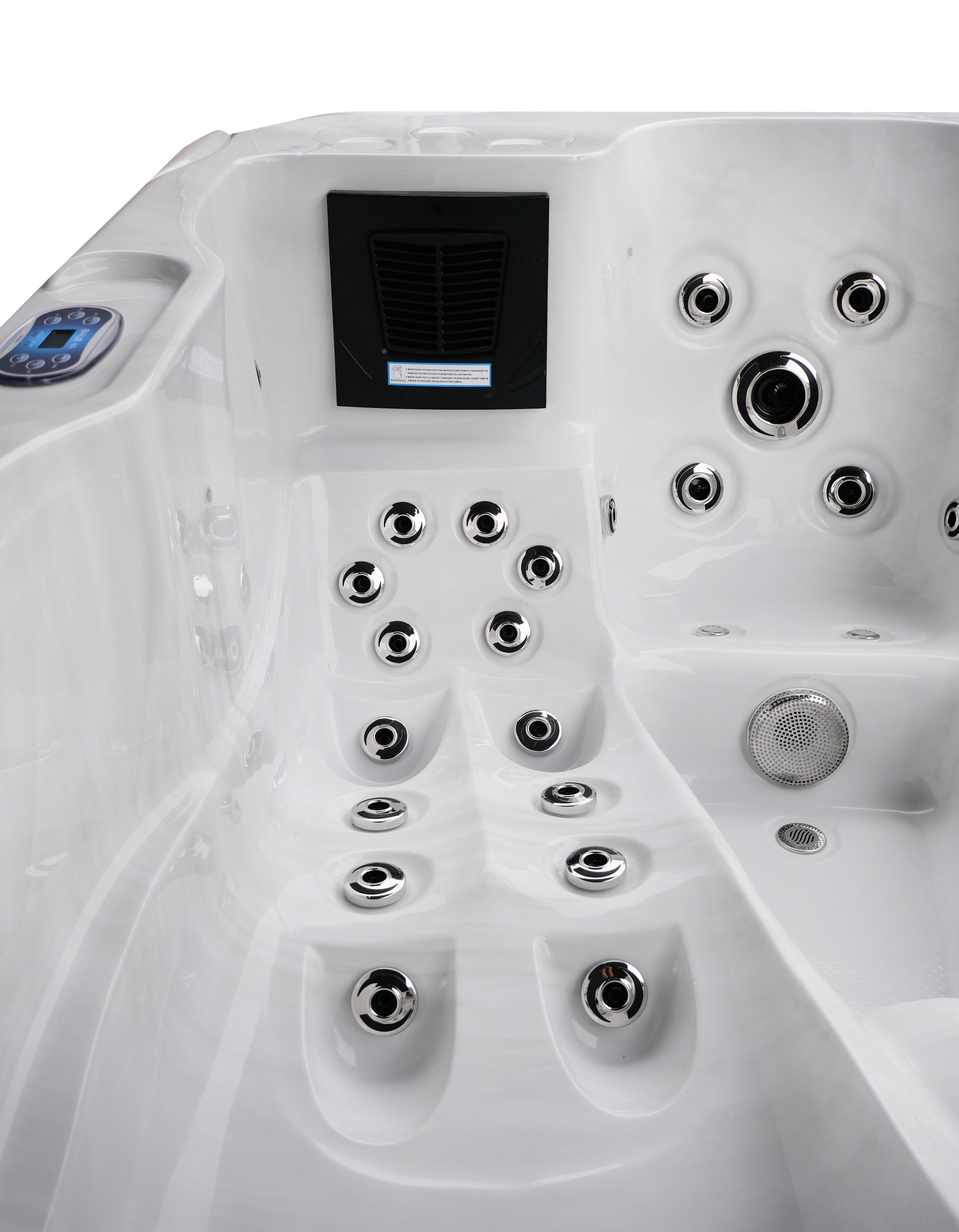 SANOTECHNIK I Outdoorwhirlpool MAURITIUS WHITE MARBLE inkl. Abdeckung und Stiege