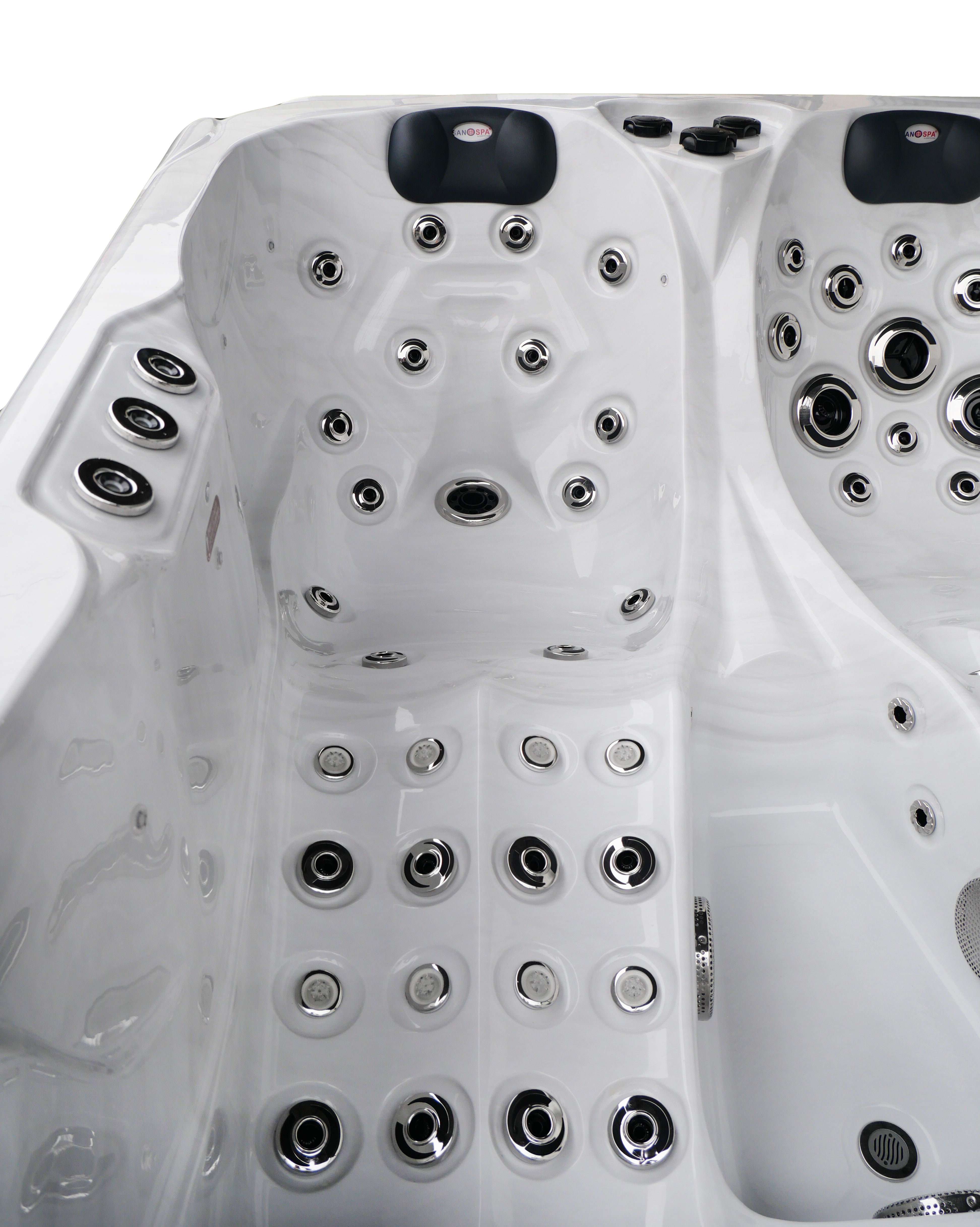 SANOTECHNIK I Outdoorwhirlpool MAURITIUS WHITE MARBLE inkl. Abdeckung und Stiege
