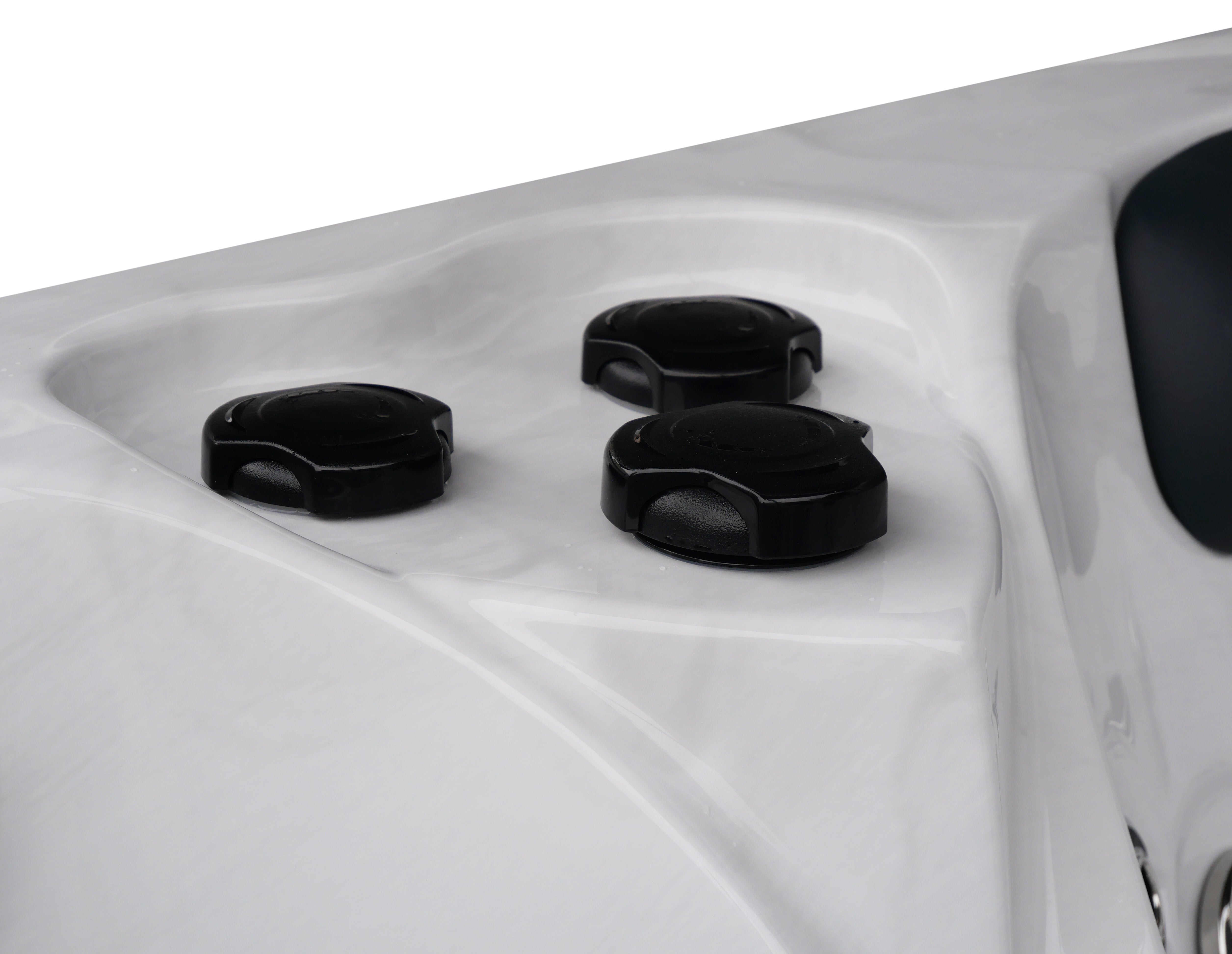 SANOTECHNIK I Outdoorwhirlpool MAURITIUS WHITE MARBLE inkl. Abdeckung und Stiege