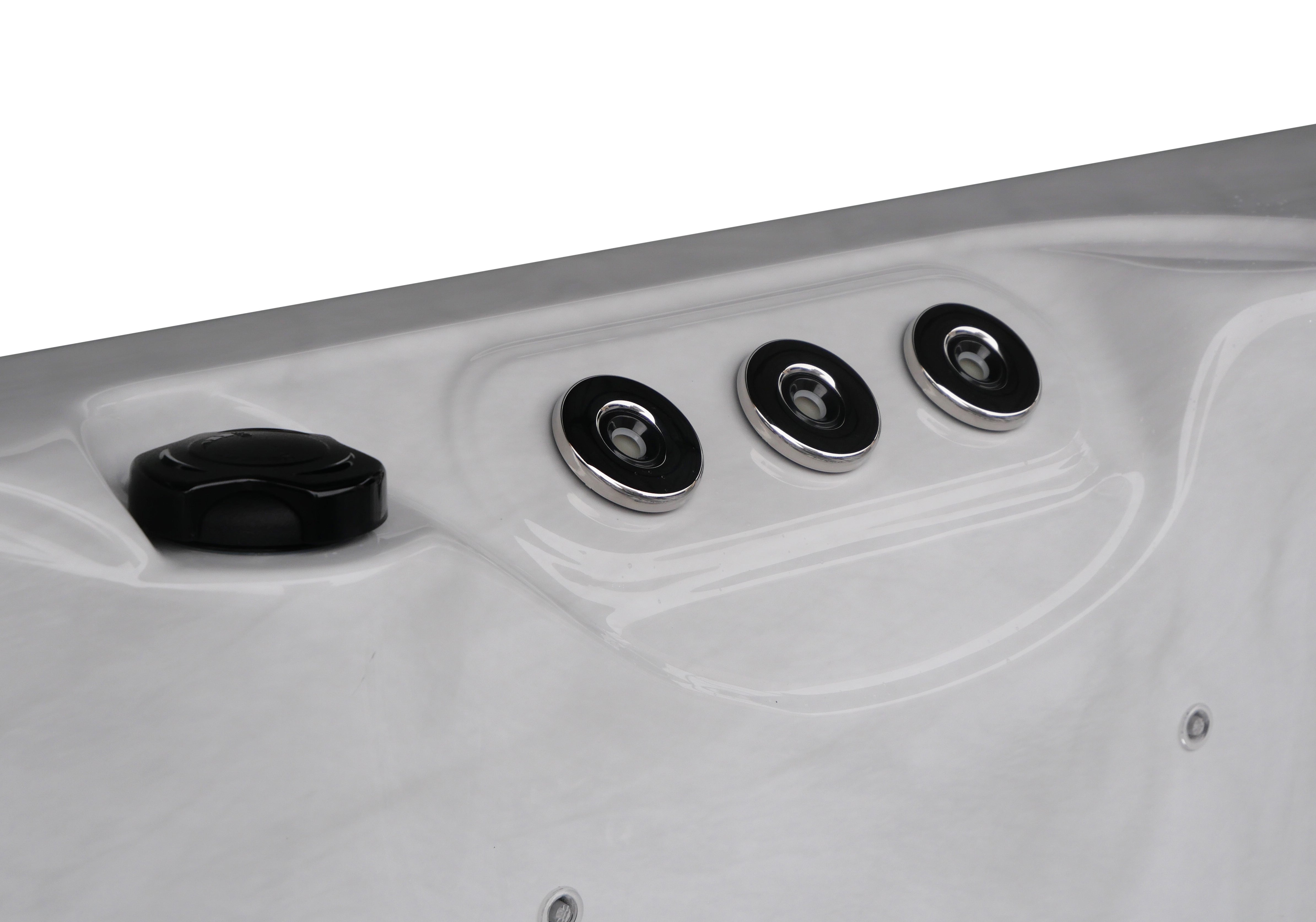 SANOTECHNIK I Outdoorwhirlpool MAURITIUS WHITE MARBLE inkl. Abdeckung und Stiege