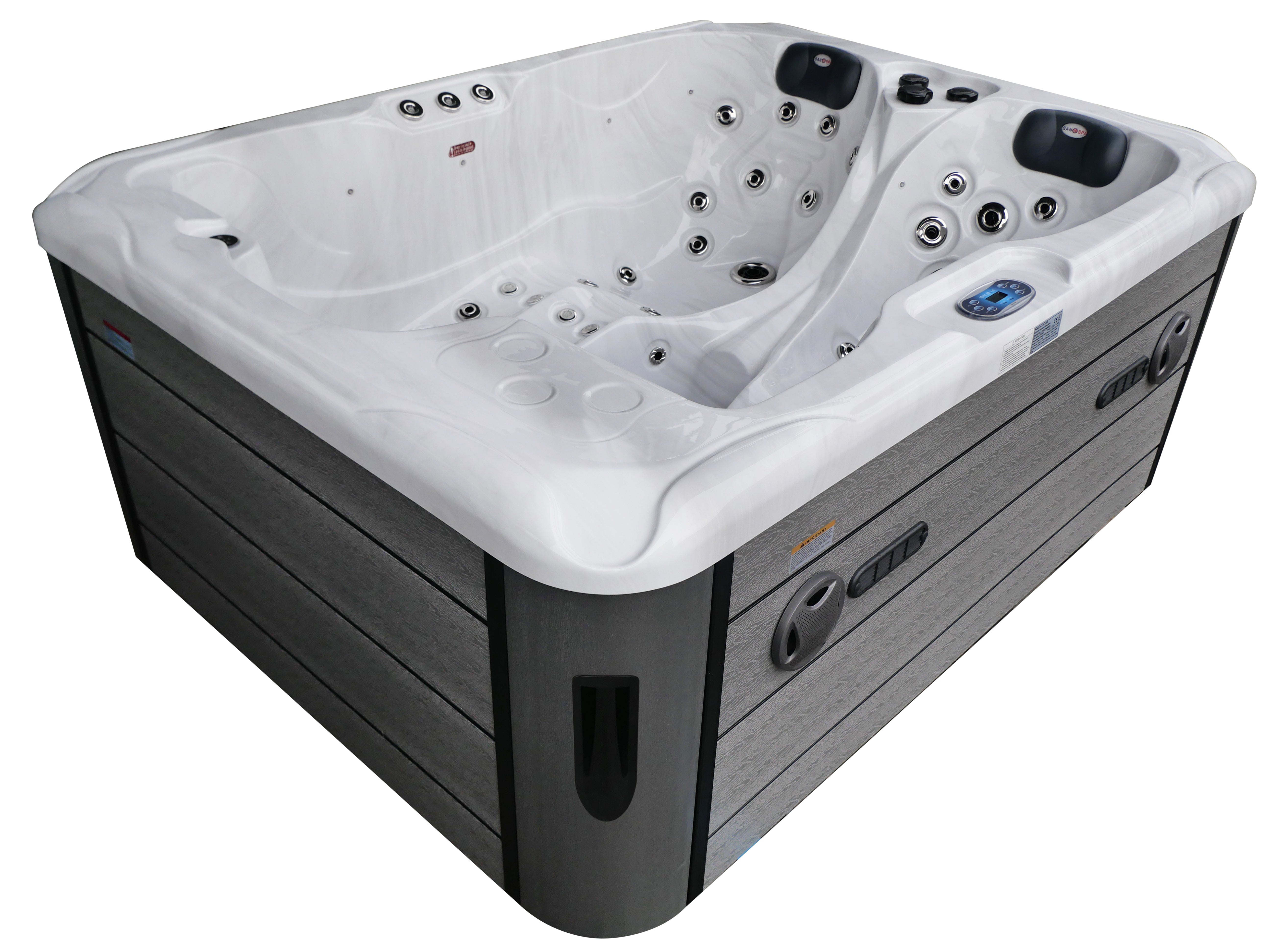 SANOTECHNIK I Outdoorwhirlpool MAURITIUS WHITE MARBLE inkl. Abdeckung und Stiege