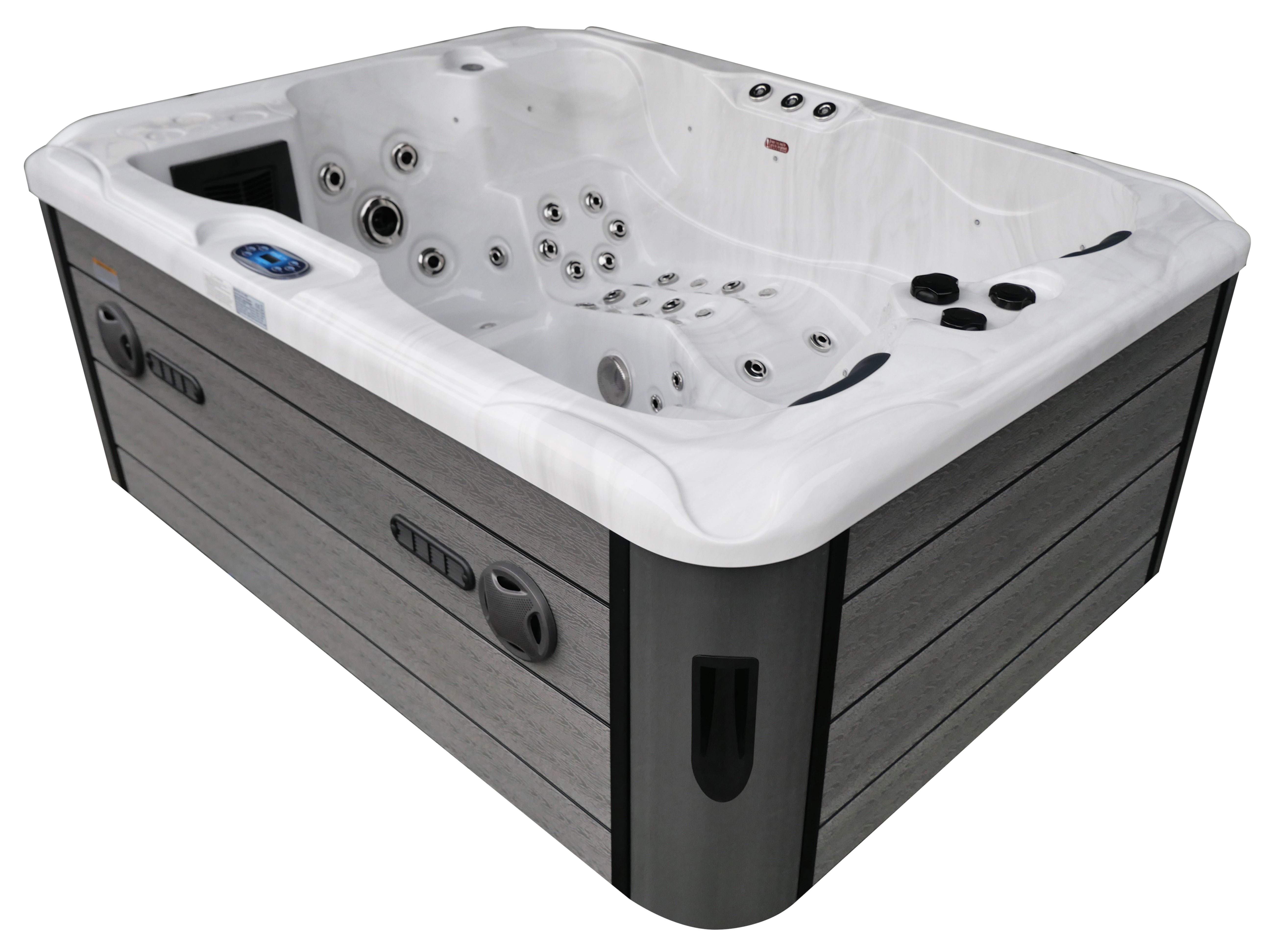 SANOTECHNIK I Outdoorwhirlpool MAURITIUS WHITE MARBLE inkl. Abdeckung und Stiege