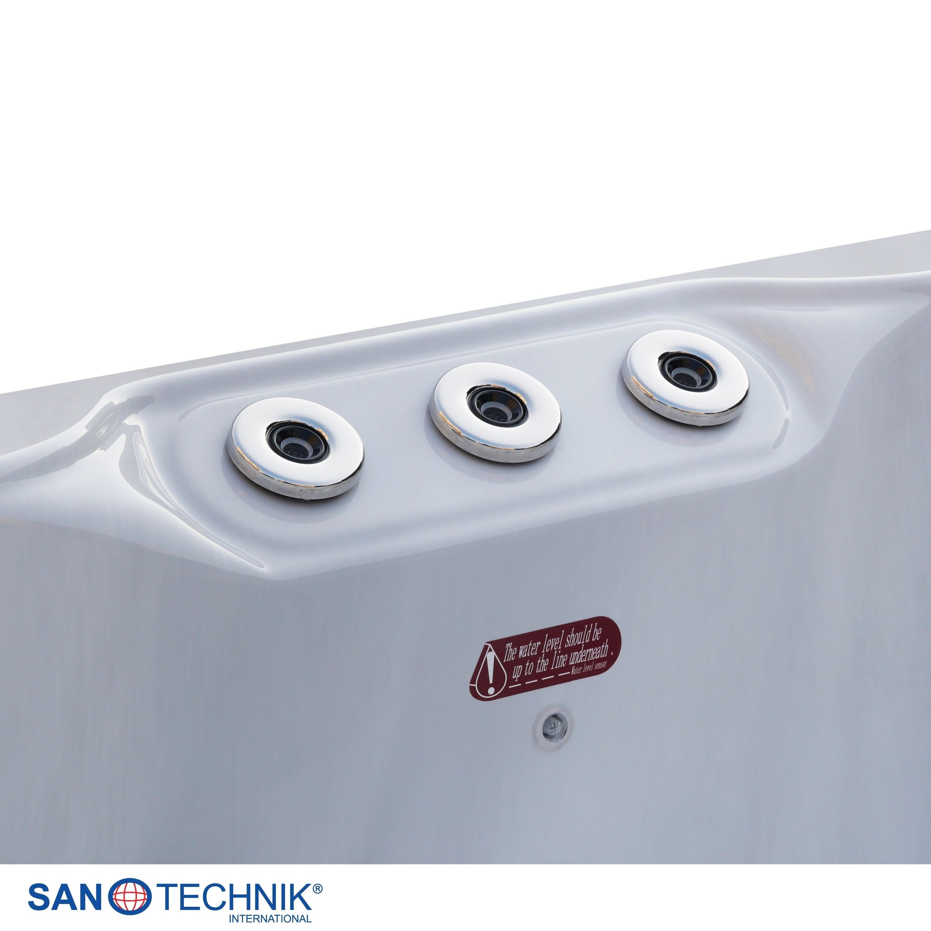 Sanotechnik - MAURITSIUS OUTDOOR WHIRLPOOL white marble inkl. Abdeckung und Stiege 210x160x90 cm