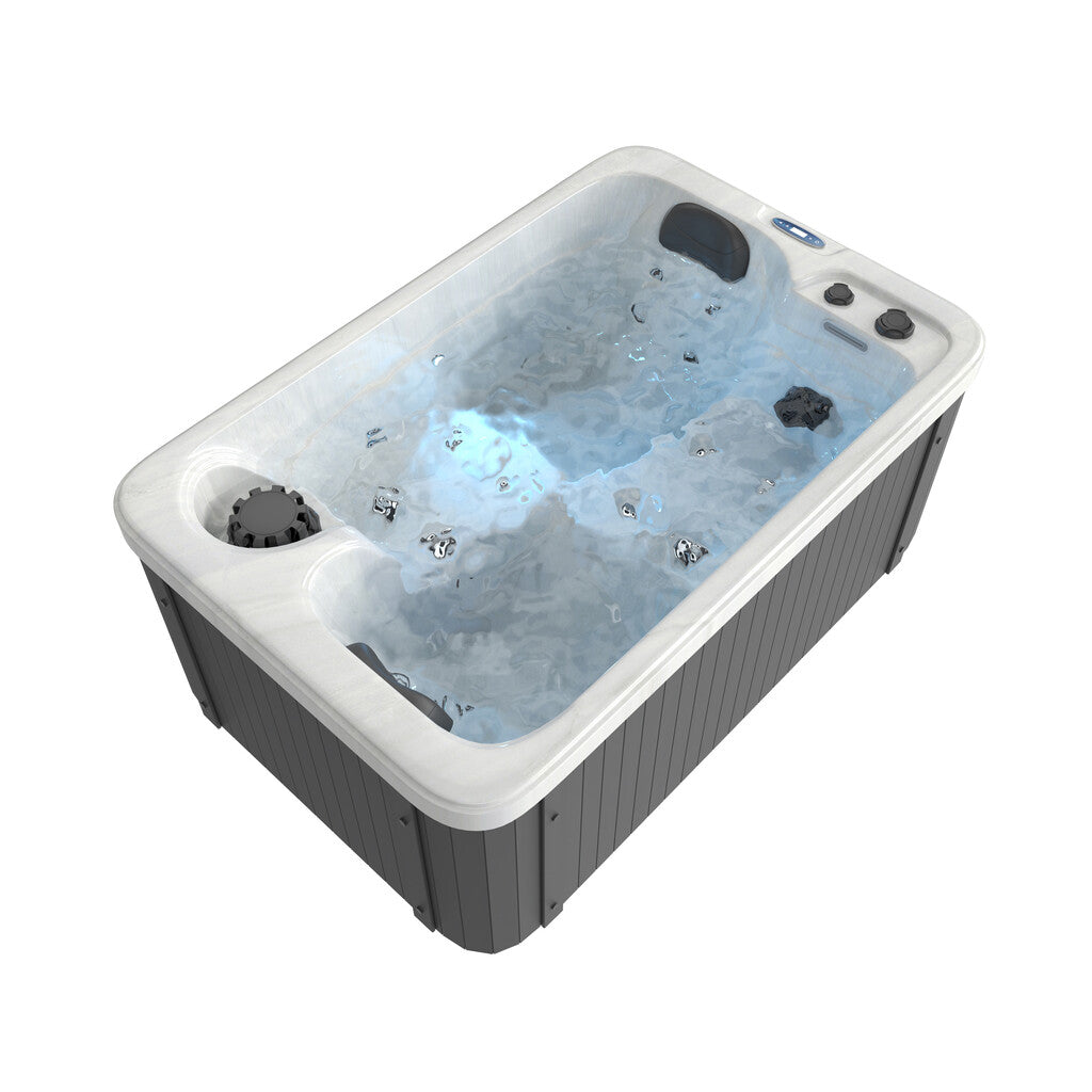 Sanotechnik - SPLIT OUTDOOR WHIRLPOOL white marble inkl. Abdeckung 175x115x70 cm