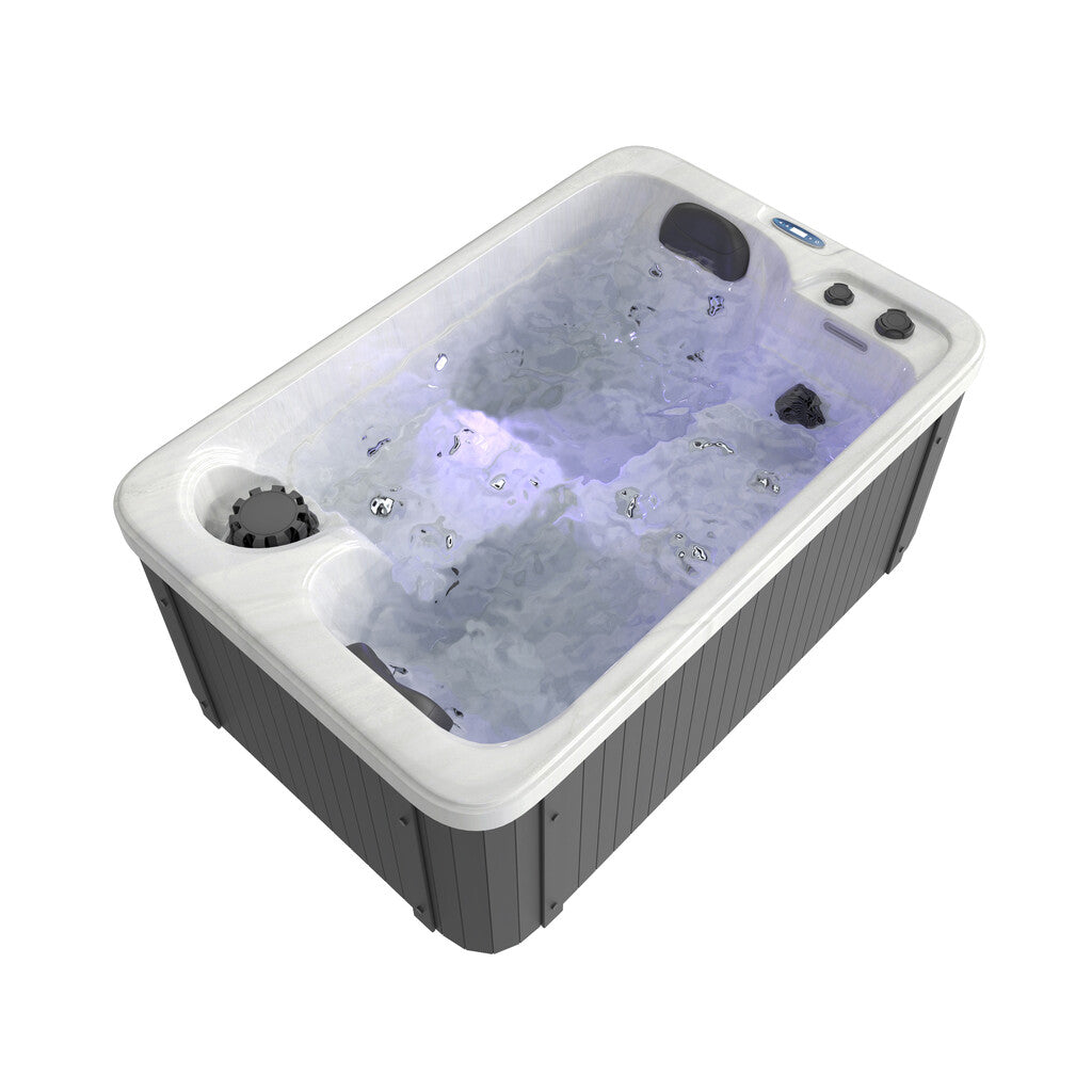 Sanotechnik - SPLIT OUTDOOR WHIRLPOOL white marble inkl. Abdeckung 175x115x70 cm