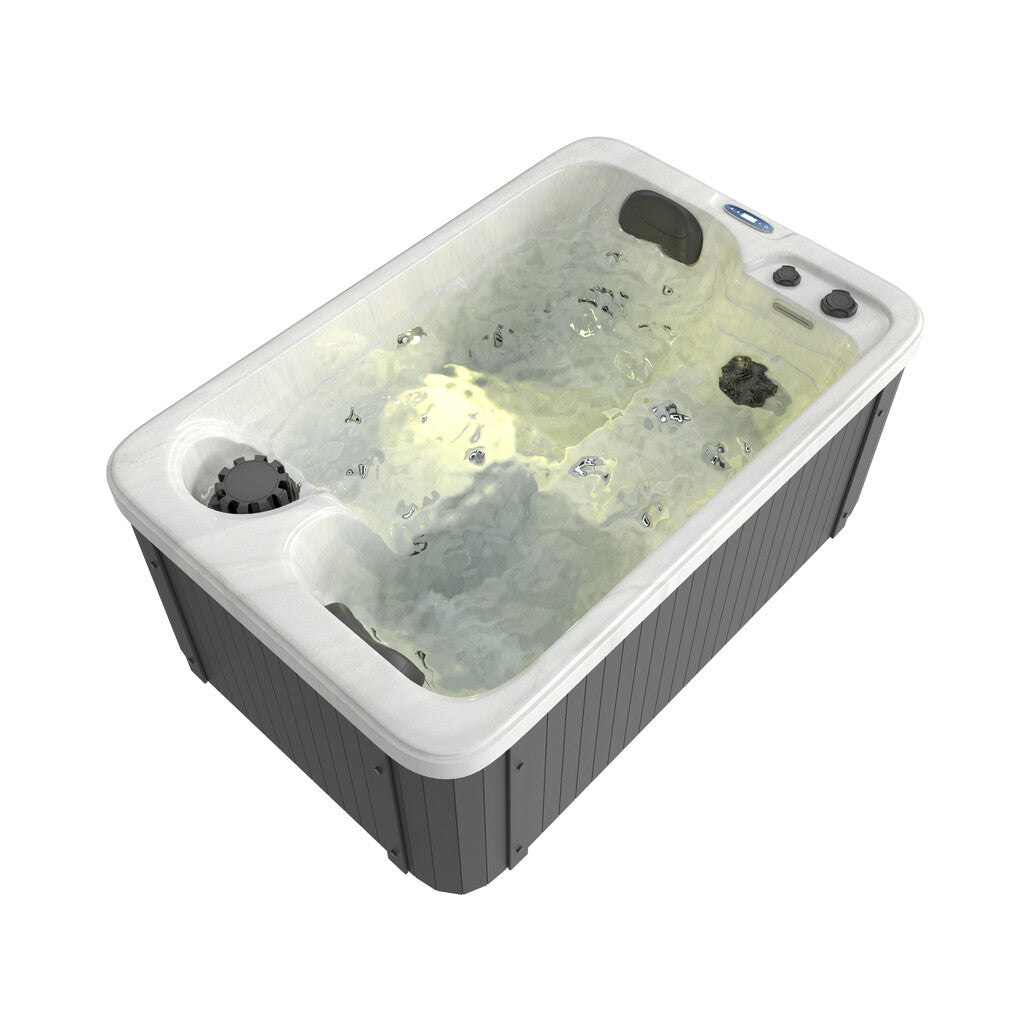 Sanotechnik - SPLIT OUTDOOR WHIRLPOOL white marble inkl. Abdeckung 175x115x70 cm