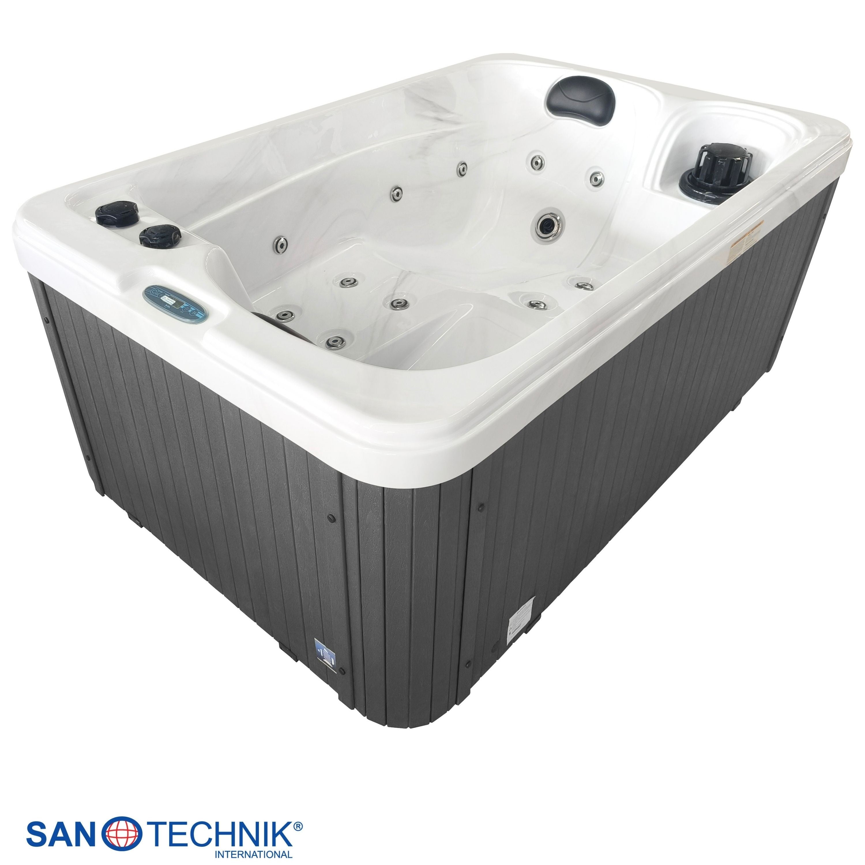 Sanotechnik - SPLIT OUTDOOR WHIRLPOOL white marble inkl. Abdeckung 175x115x70 cm