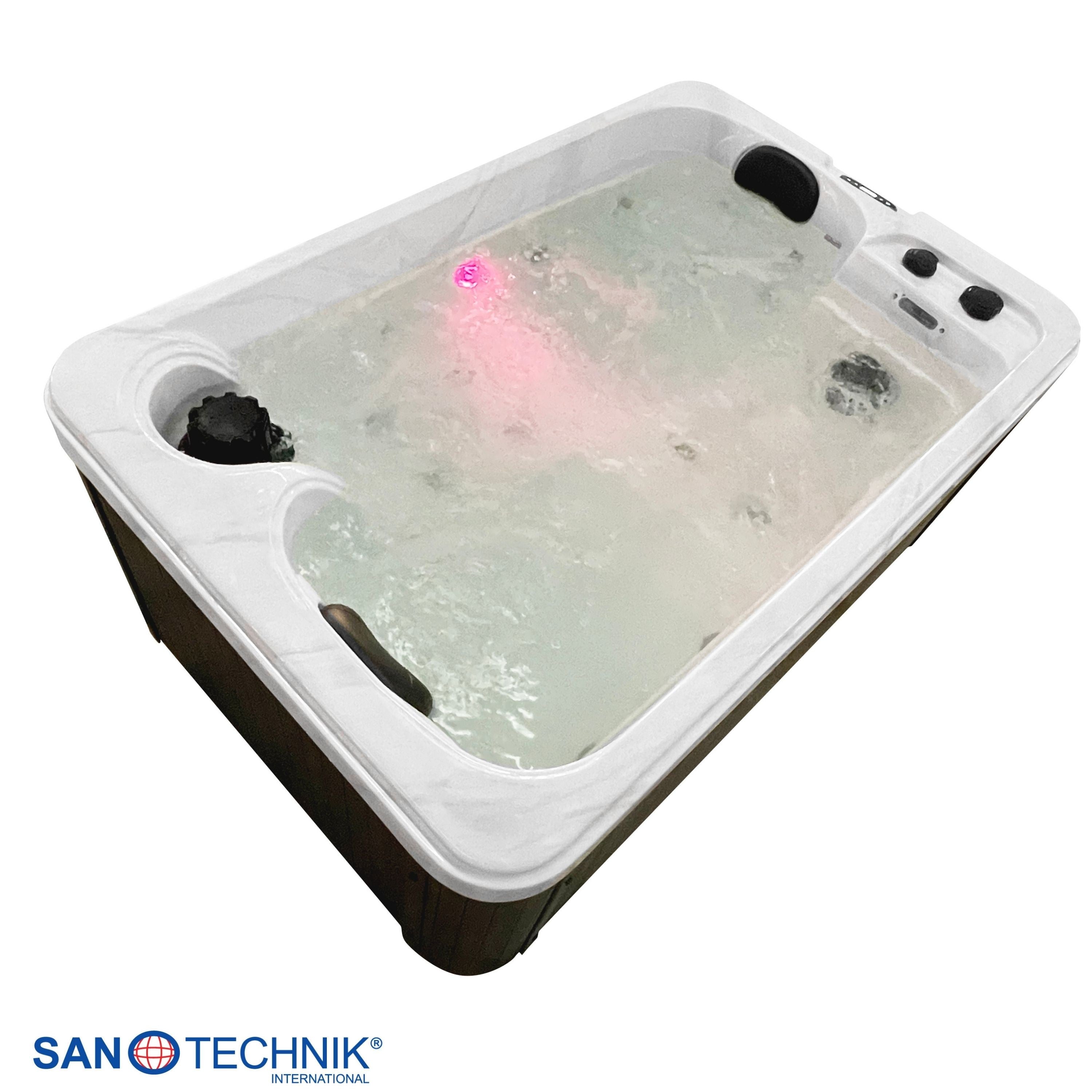 Sanotechnik - SPLIT OUTDOOR WHIRLPOOL white marble inkl. Abdeckung 175x115x70 cm