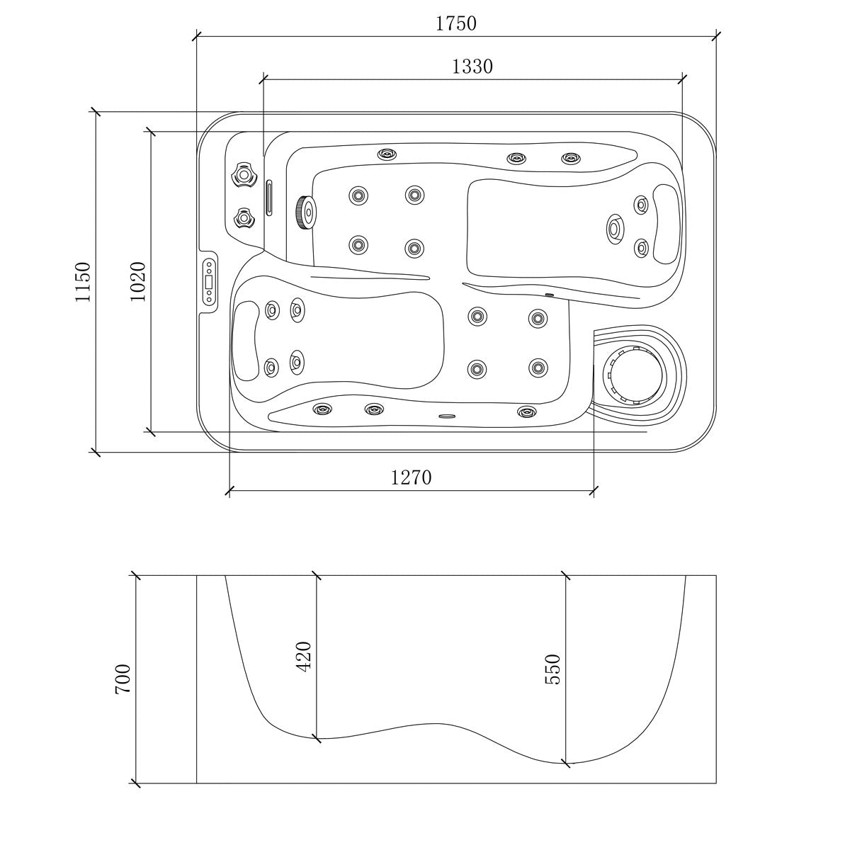 OUTDOORPOOL SPLIT White Marble 175x115x70 cm