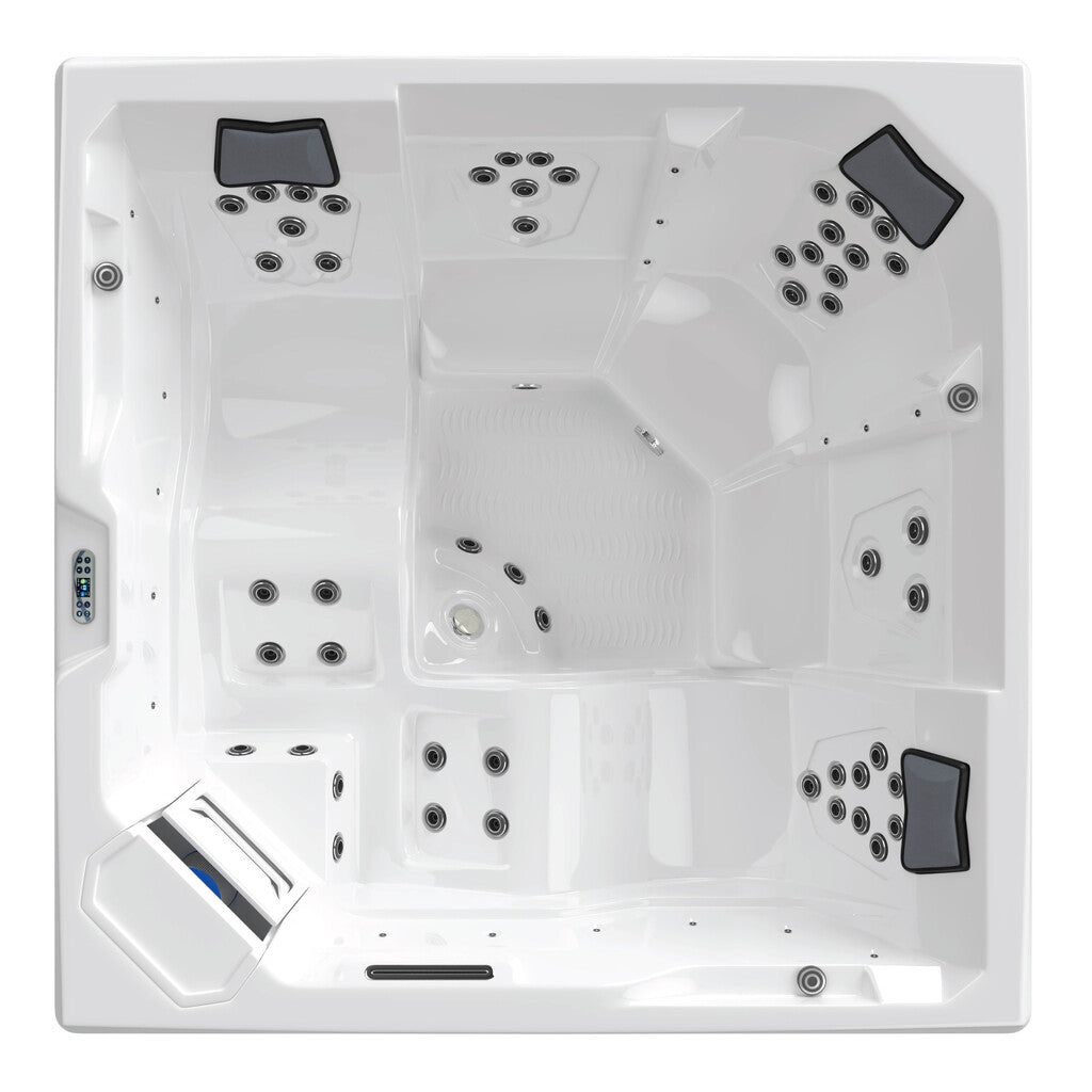 Sanotechnik - ROVINJ OUTDOOR WHIRLPOOL white inkl. Abdeckung und Stiege 210x210x90 cm