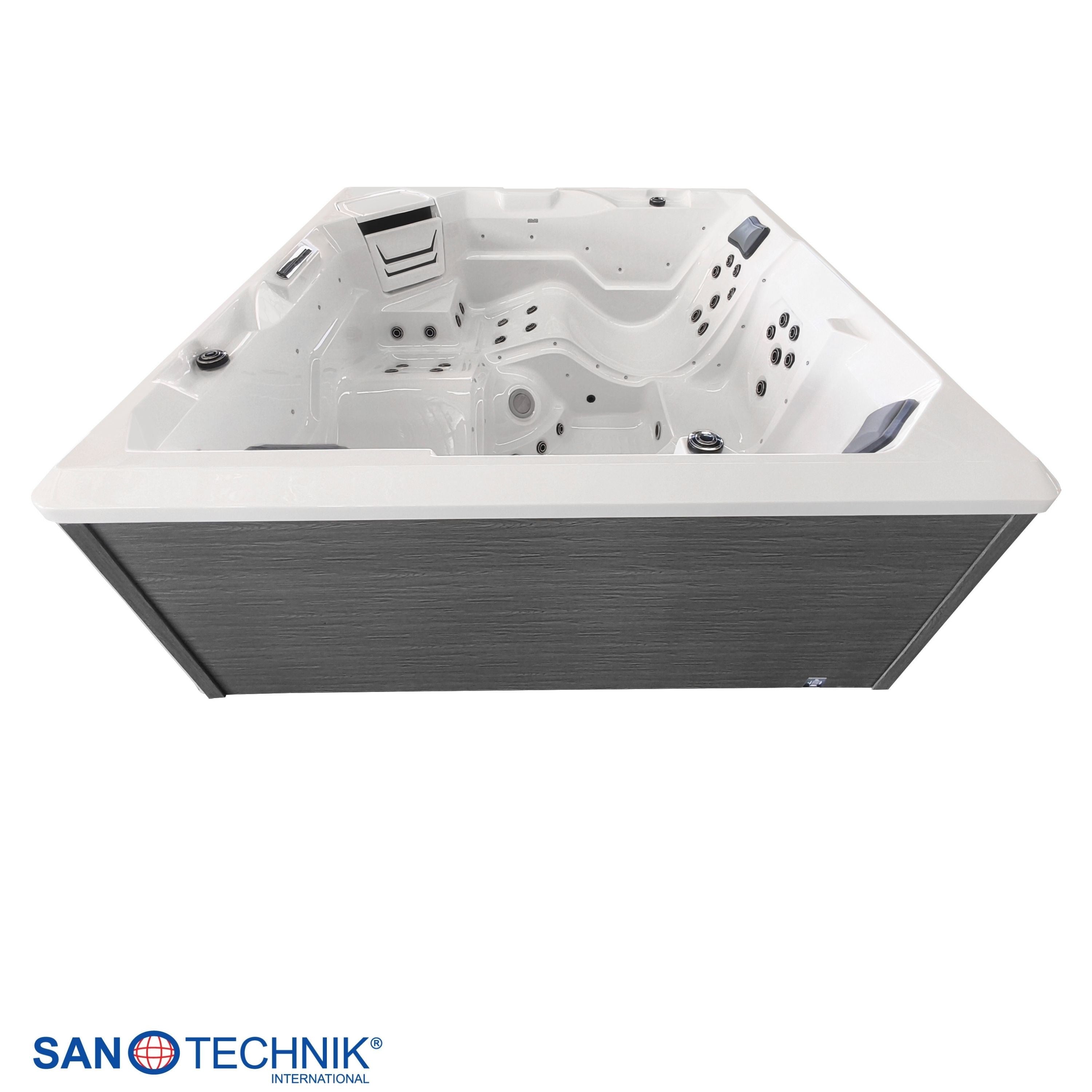 Sanotechnik - ROVINJ OUTDOOR WHIRLPOOL white inkl. Abdeckung und Stiege 210x210x90 cm